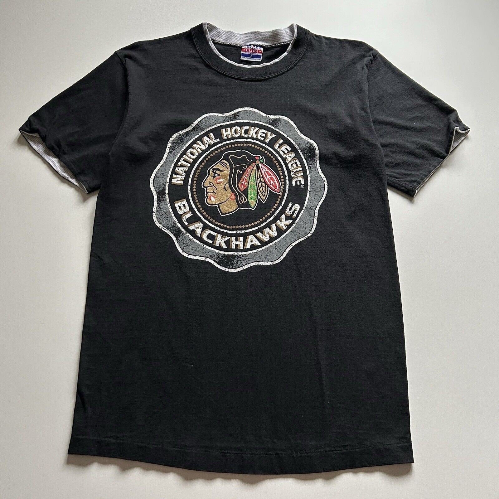 NHL Vintage 90s Chicago Blackhawks NHL T Shirt Large Made In USA Size US L / EU 52-54 / 3 - 1 Thumbnail