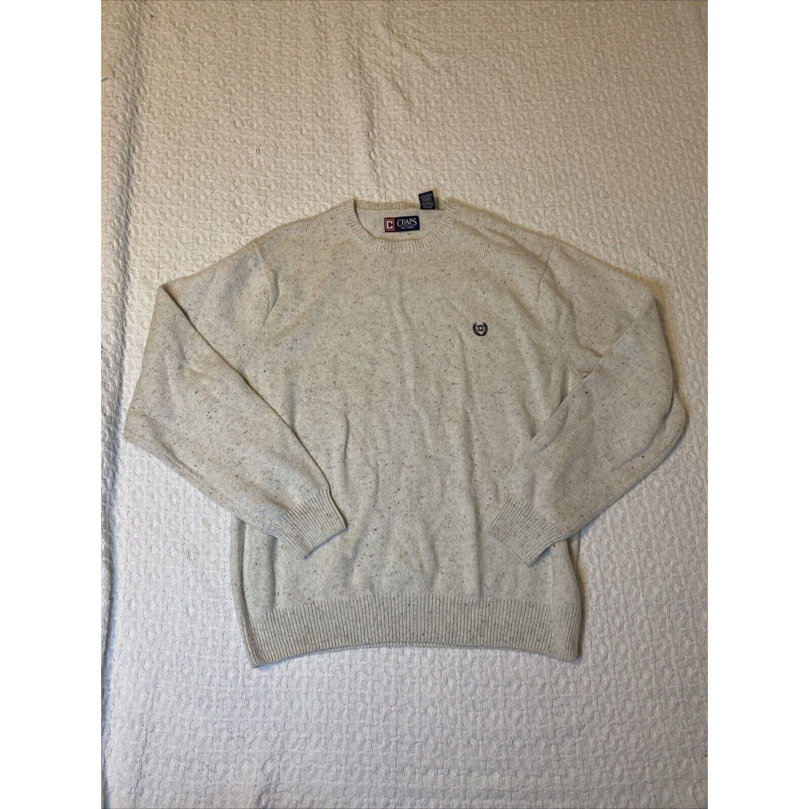 Chaps Mens Chaps Sz XL Oatmeal Hthr, Crewneck, Long Sleeve Sweater Size US XL / EU 56 / 4 - 1 Thumbnail