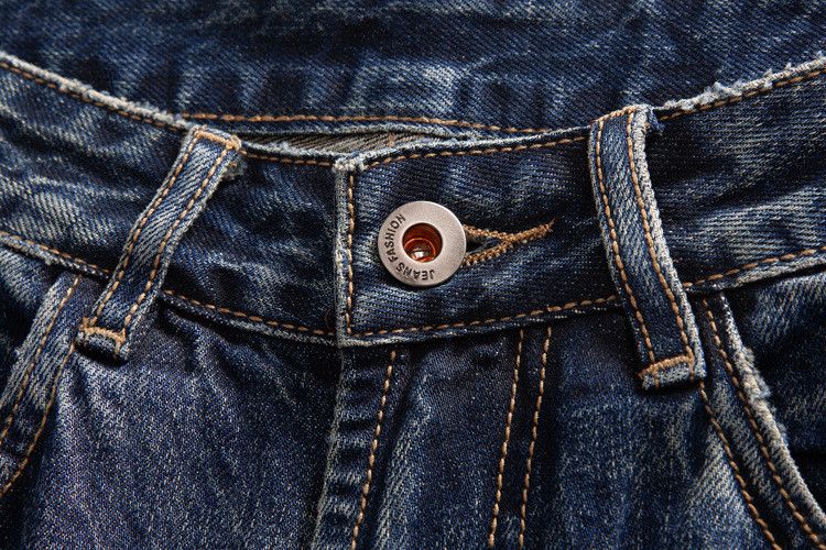 Japanese Brand × Jean Men's dark blue American distressed washed straight jeans Size US 34 / EU 50 - 4 Thumbnail