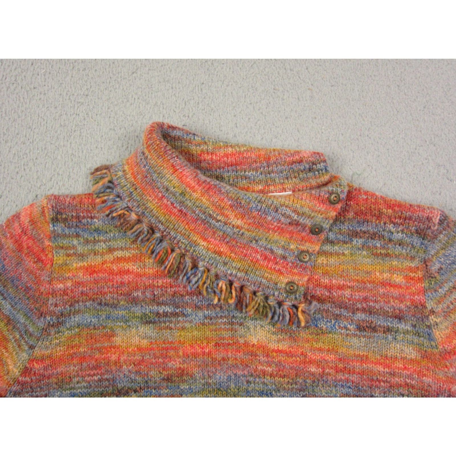 Vintage VINTAGE Alfred Dunner Sweater Women PL Orange Striped Wool Acrylic Mock Neck Long Sleeve Pullover Knit Casual 90s Womens Size L / US 10 / IT 46 - 2 Thumbnail