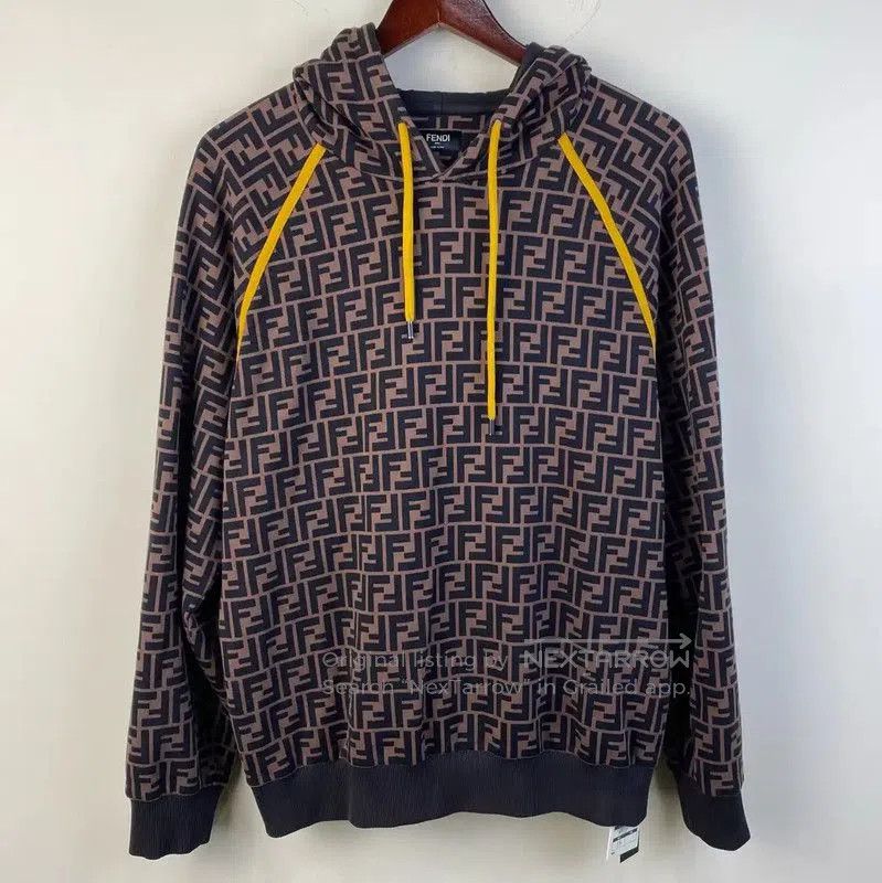 Fendi Fendi Brown Cotton F Logo Hoodie for Men . Size US L / EU 52-54 / 3 - 1 Thumbnail
