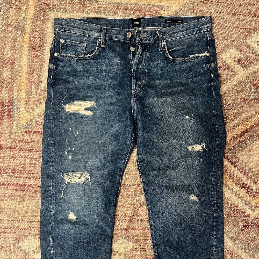 Edwin Edwin 1947 Tash Crop Distressed Jeans size 31 Size US 31 - 1 Thumbnail
