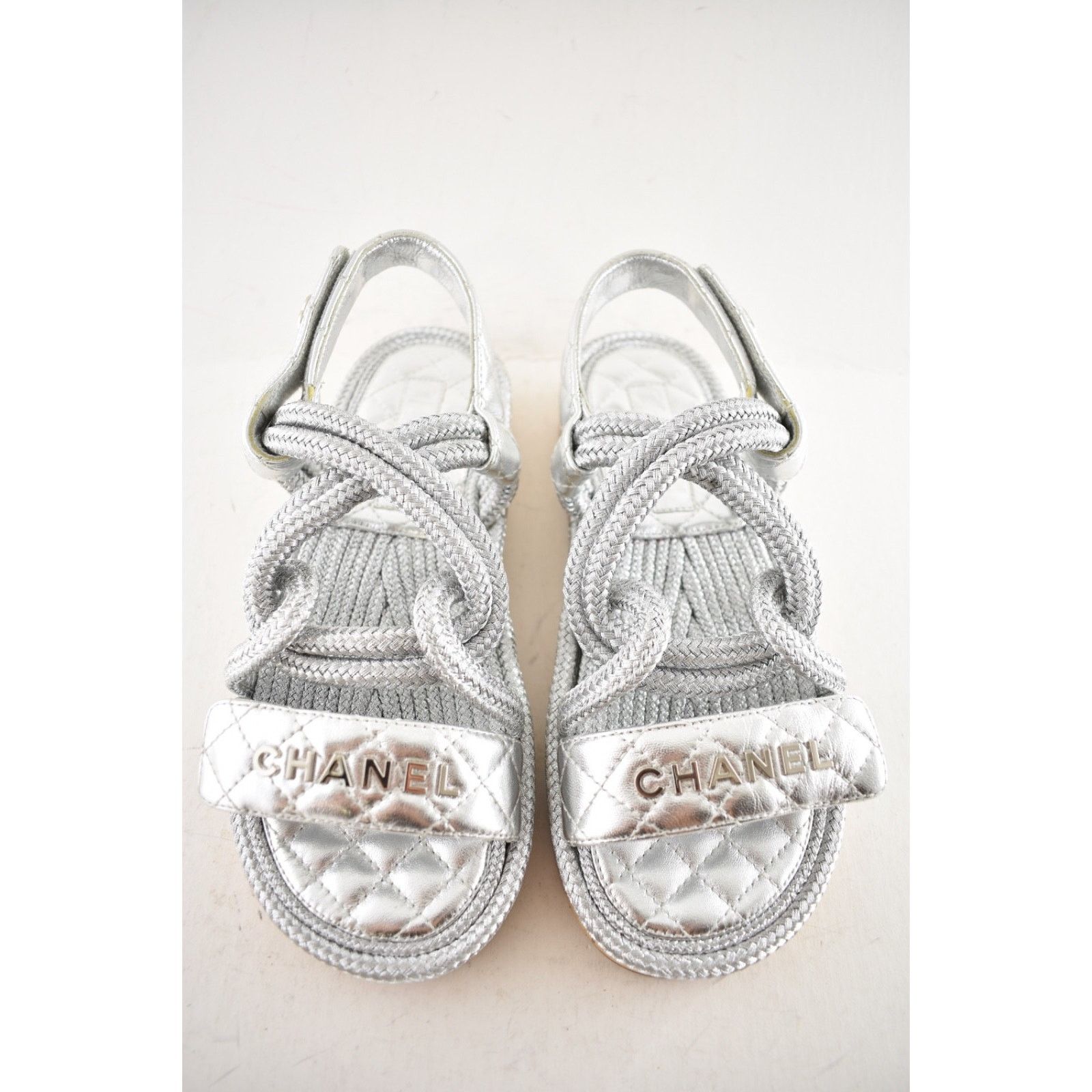 Chanel Chanel 20S Silver Cord Rope CC Logo Quilted Ankle Strap Size US 6 / IT 36 - 7 Thumbnail