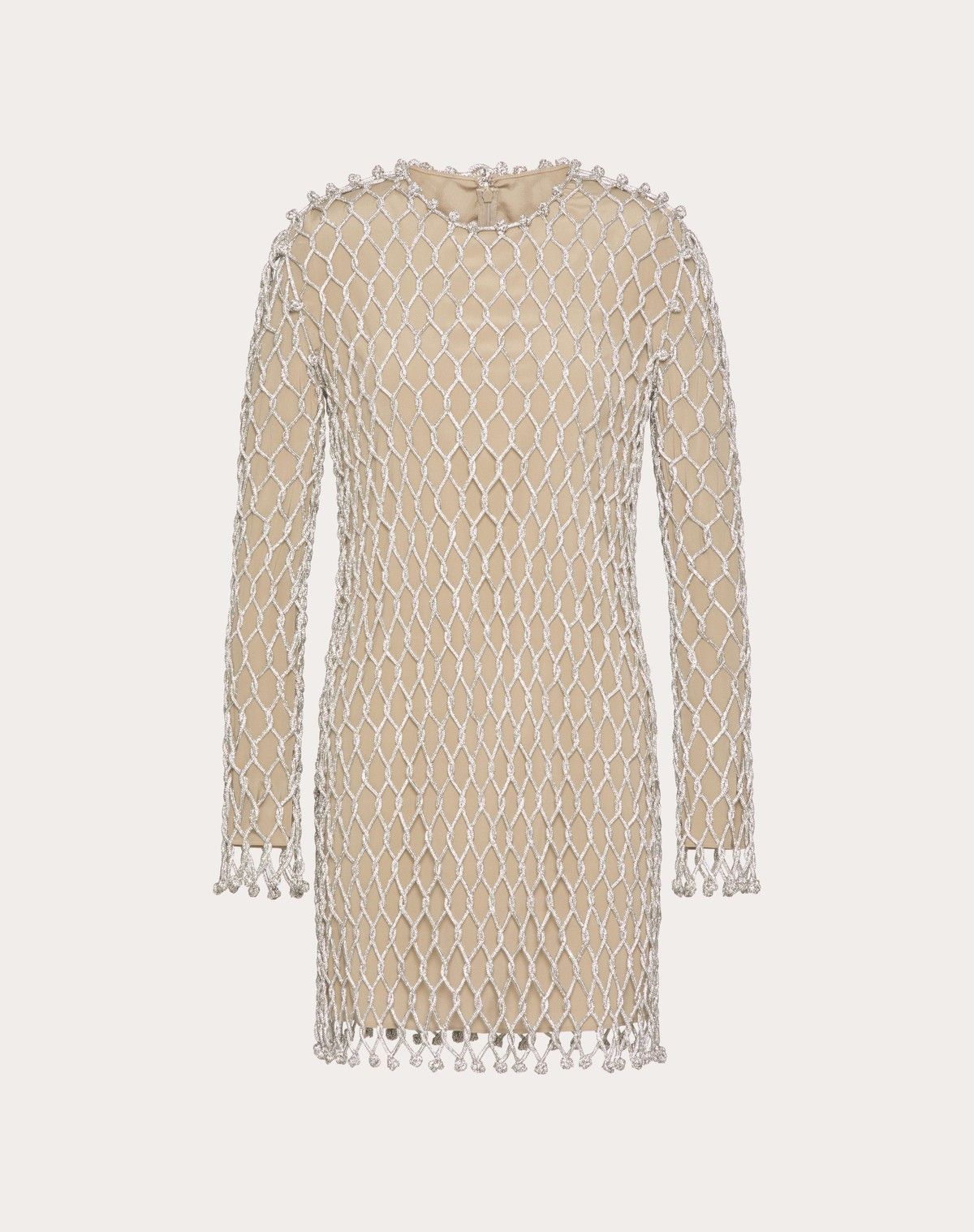 Valentino o1s1wg110525 Embroidered Rhinestone Short Dress in Silver Size M / US 6-8 / IT 42-44 - 1 Thumbnail