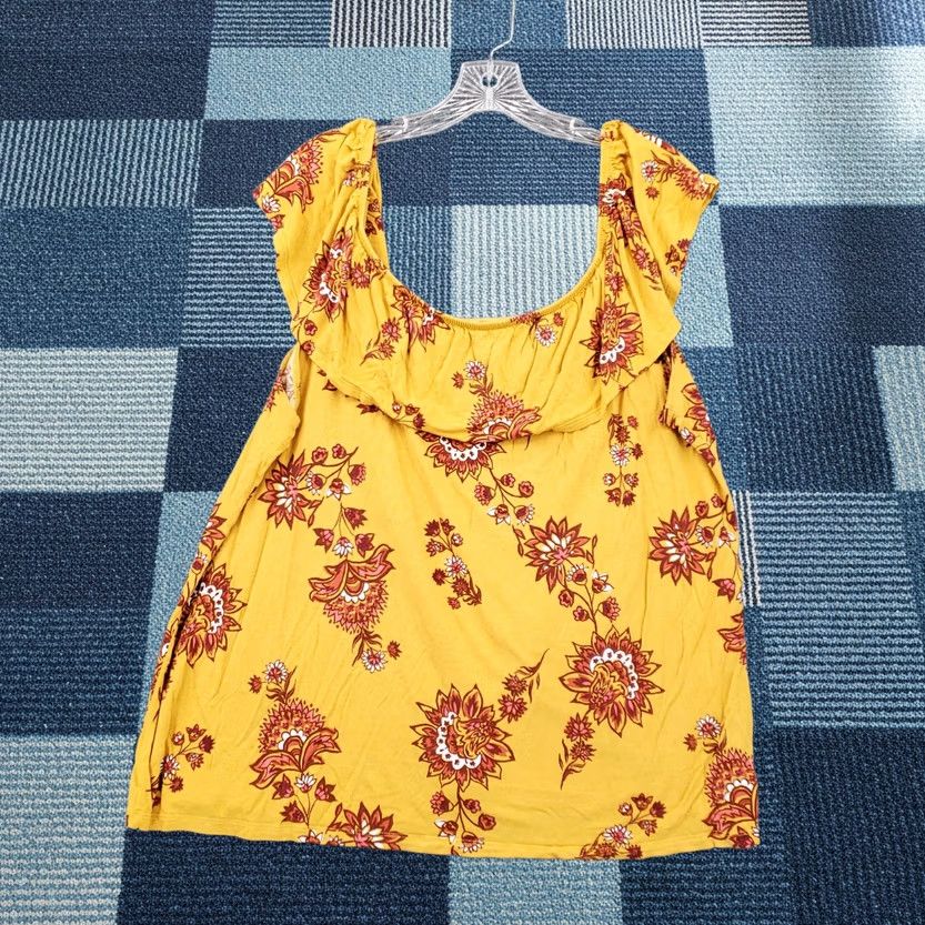 Old Navy Old Navy Blouse Womens 2XL XXL Yellow Floral Off The Shoulder Peasant Boho Top Size XXL / US 16-18 / IT 52-54 - 1 Thumbnail