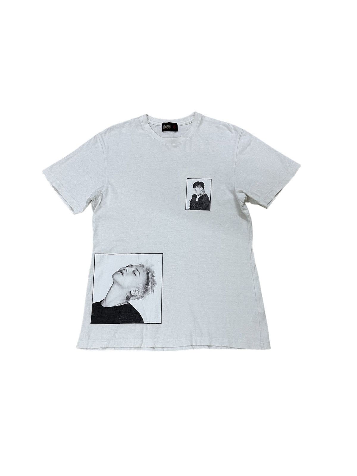 image of Peaceminusone x Rap Tees And Beautiful G Dragon 8Minutes Photo Tee in White, Men's (Size Large)