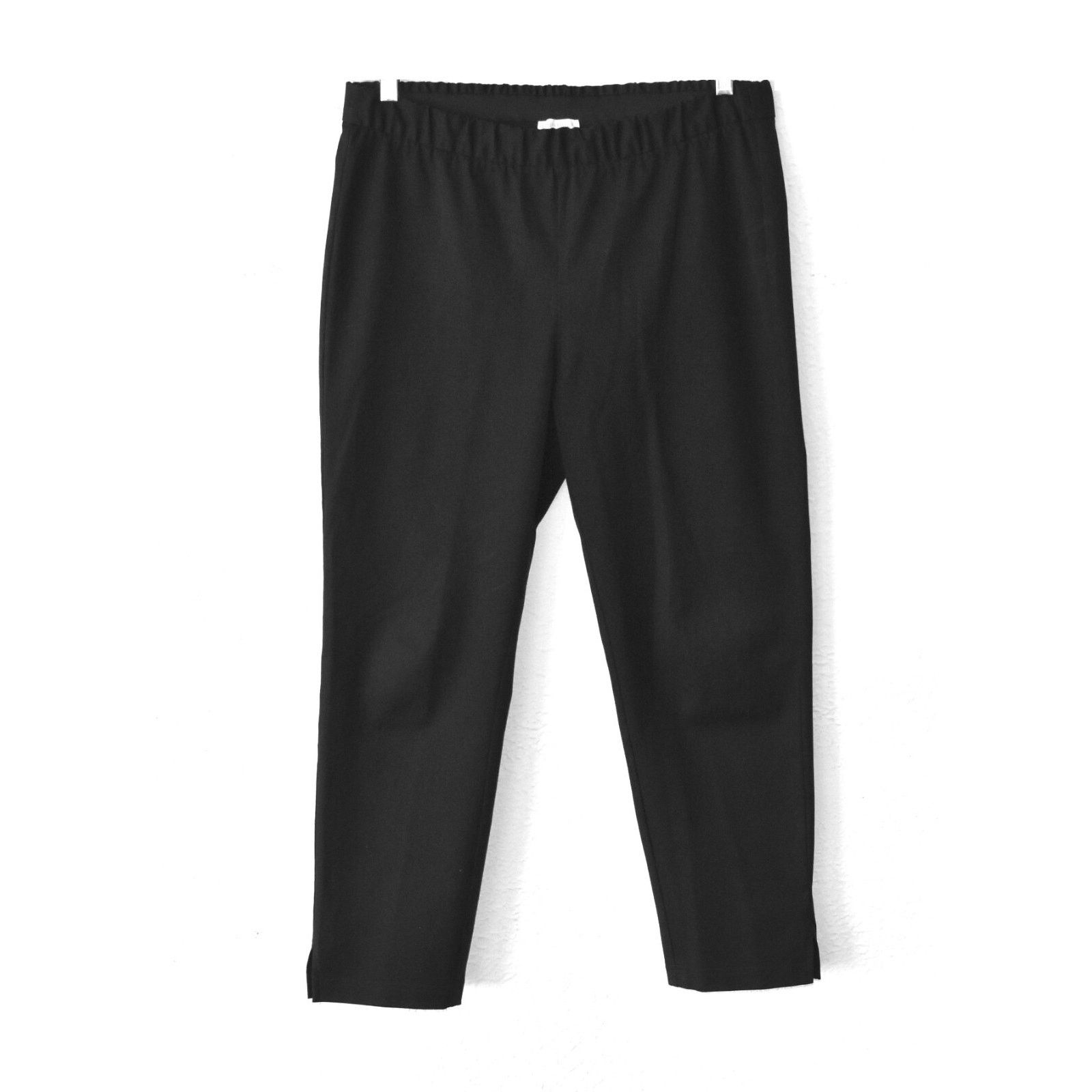 Eileen Fisher EILEEN FISHER Blk Cotton Blend Elastic Waistband Pants Sz M Size 34" / US 12 / IT 48 - 1 Thumbnail