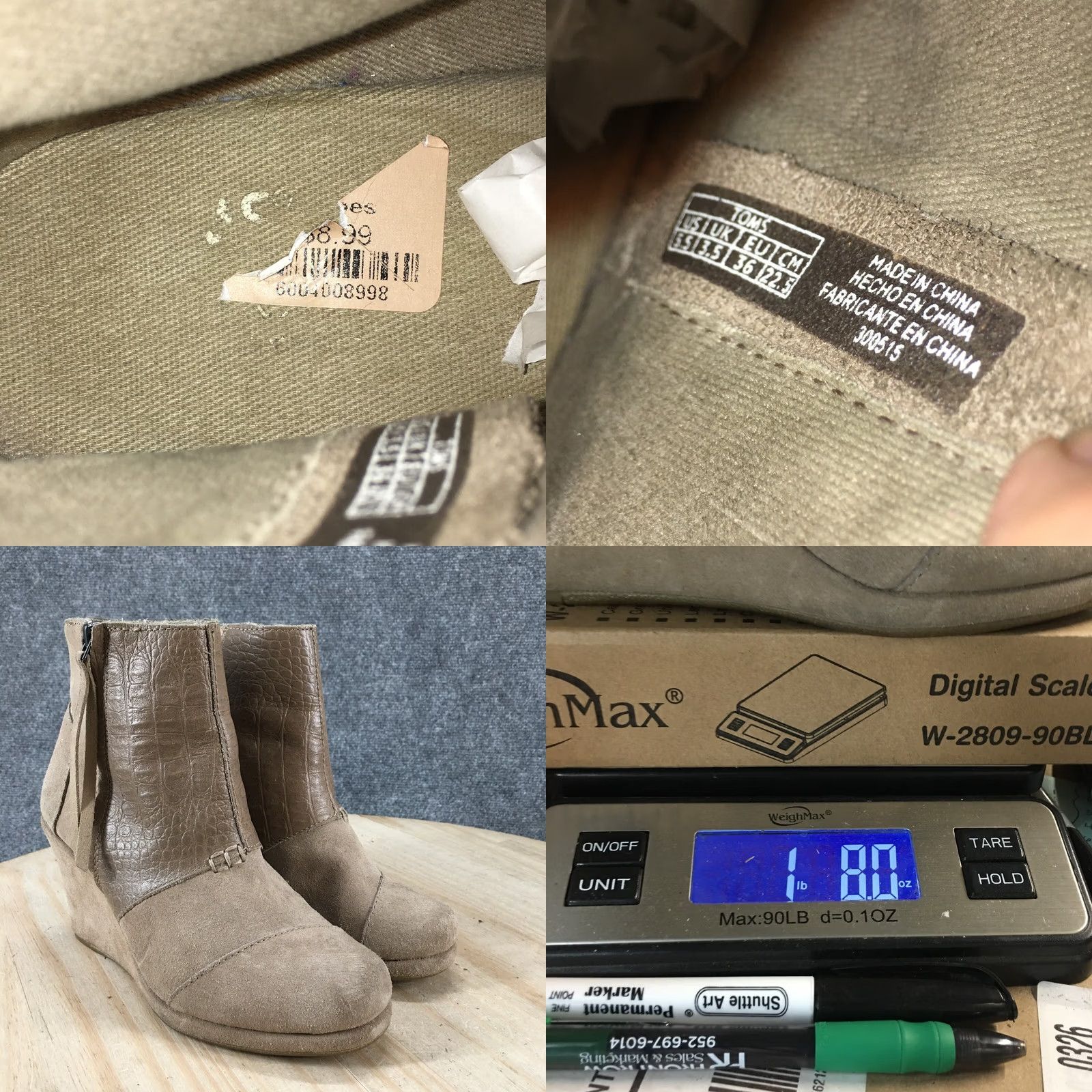 Toms TOMS Boots Womens 5.5 Casual Side Zip Wedge Ankle Bootie Brown Suede Vintage No Size US 6 / IT 36 - 10 Thumbnail