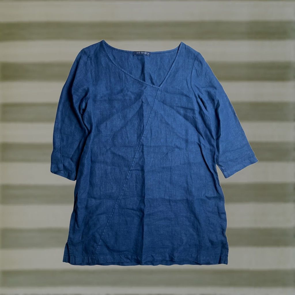 Vintage VINTAGE Cut Loose 100% Linen Boxy Lagenlook Dress Tunic 3/4 Sleeves Blue Women’s Size S Women Shirt Size S / US 4 / IT 40 - 1 Thumbnail