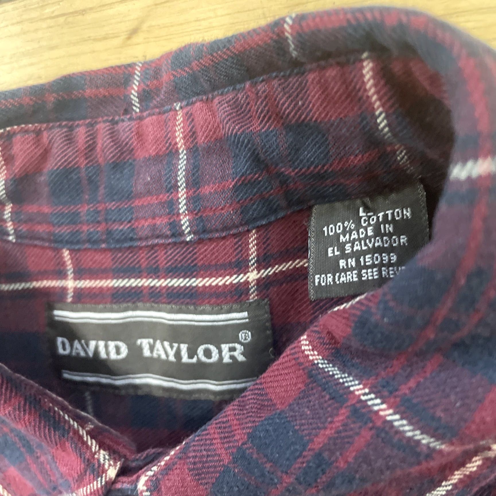 Vintage David Taylor Button Down Shirt Men L Dark Red Check Plaid Lightweight Oxford Size US L / EU 52-54 / 3 - 6 Thumbnail