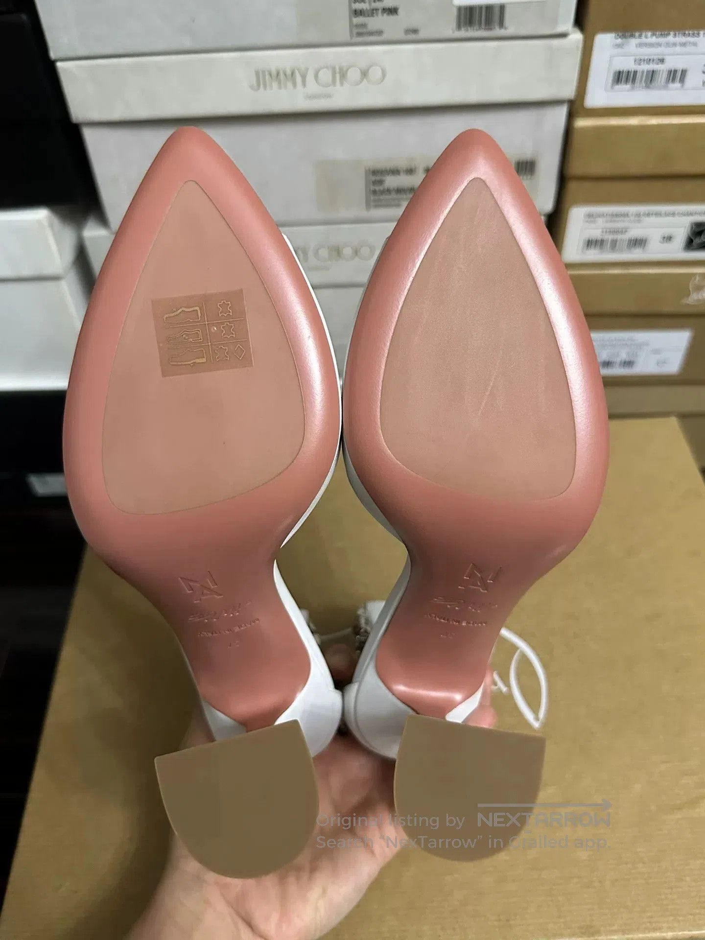 Amina Muaddi Amina Muaddi White Chain Heels. Size US 6 / IT 36 - 6 Thumbnail