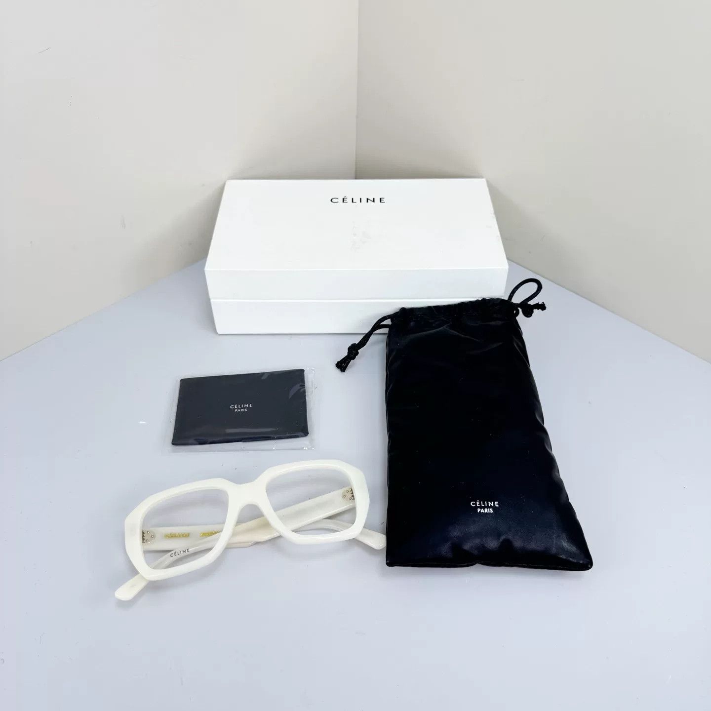 Celine Celine White Gold Letter Plain Glasses Size ONE SIZE - 1 Thumbnail