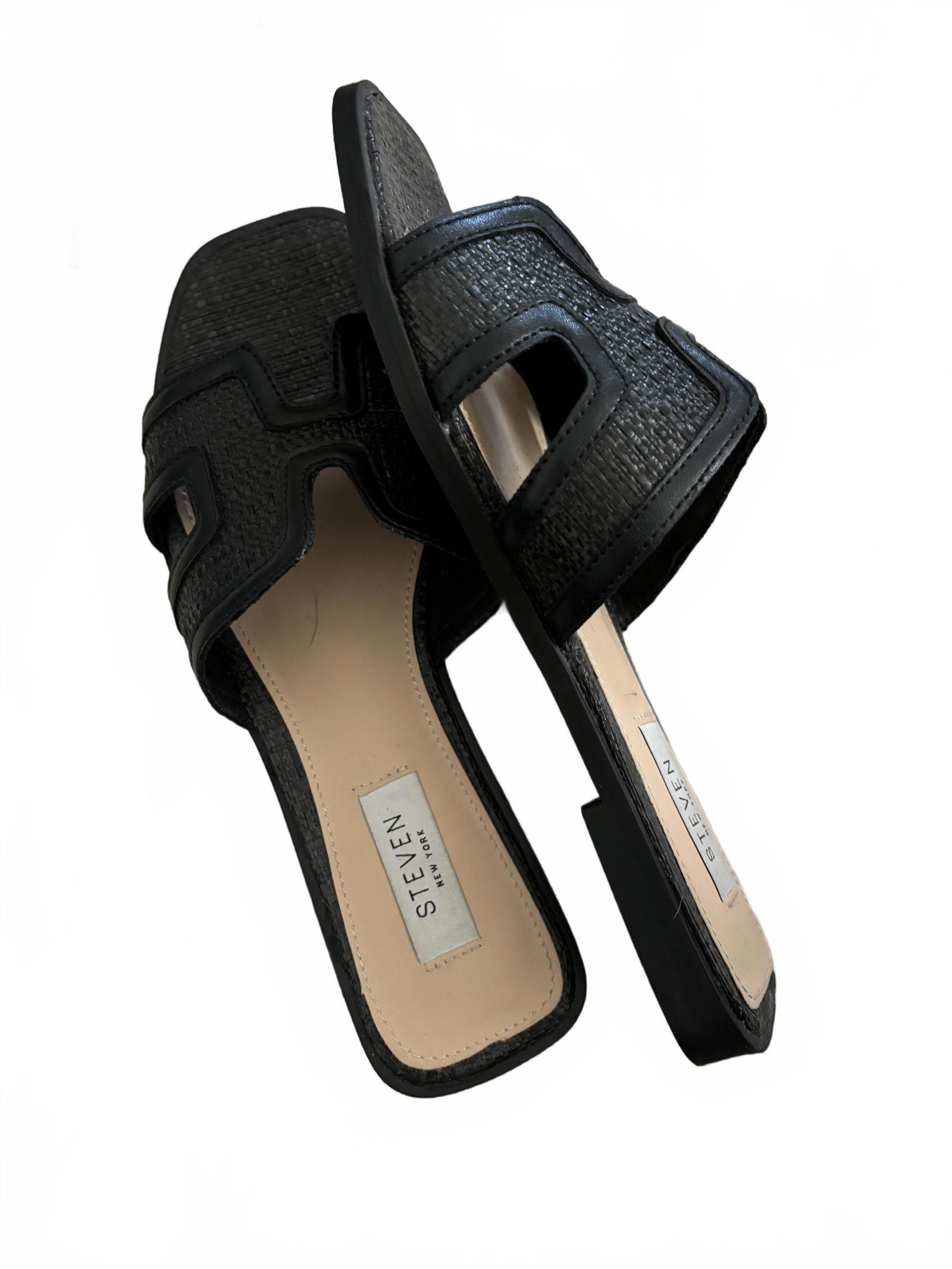 Designer NWOT Stylish Black Slide Sandals by Steven Size US 7 / IT 37 - 4 Thumbnail