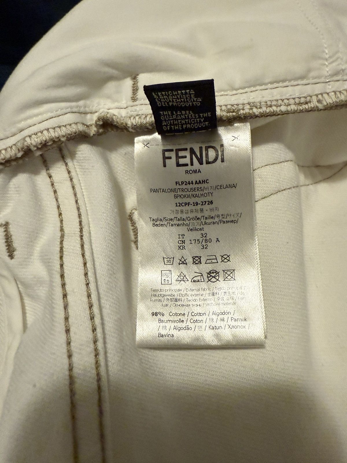 Fendi Fendi FF Monogram White Jeans – 32x34 – Holographic Patch Size US 32 / EU 48 - 5 Thumbnail