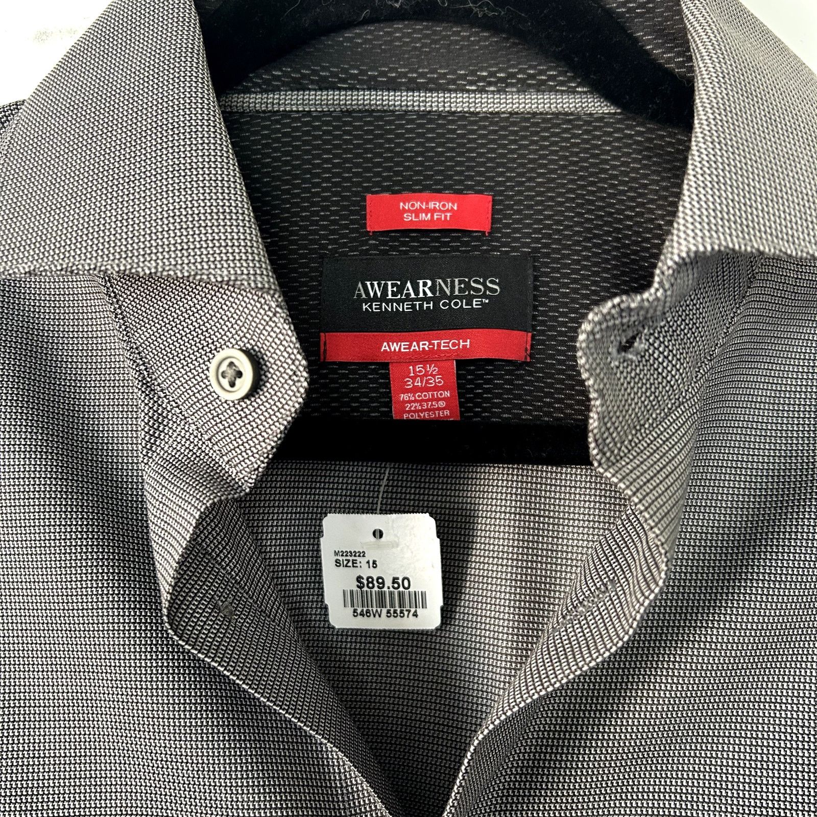 Kenneth Cole NWT Men's Kenneth Cole gray button down dress shirt Size US M / EU 48-50 / 2 - 2 Thumbnail