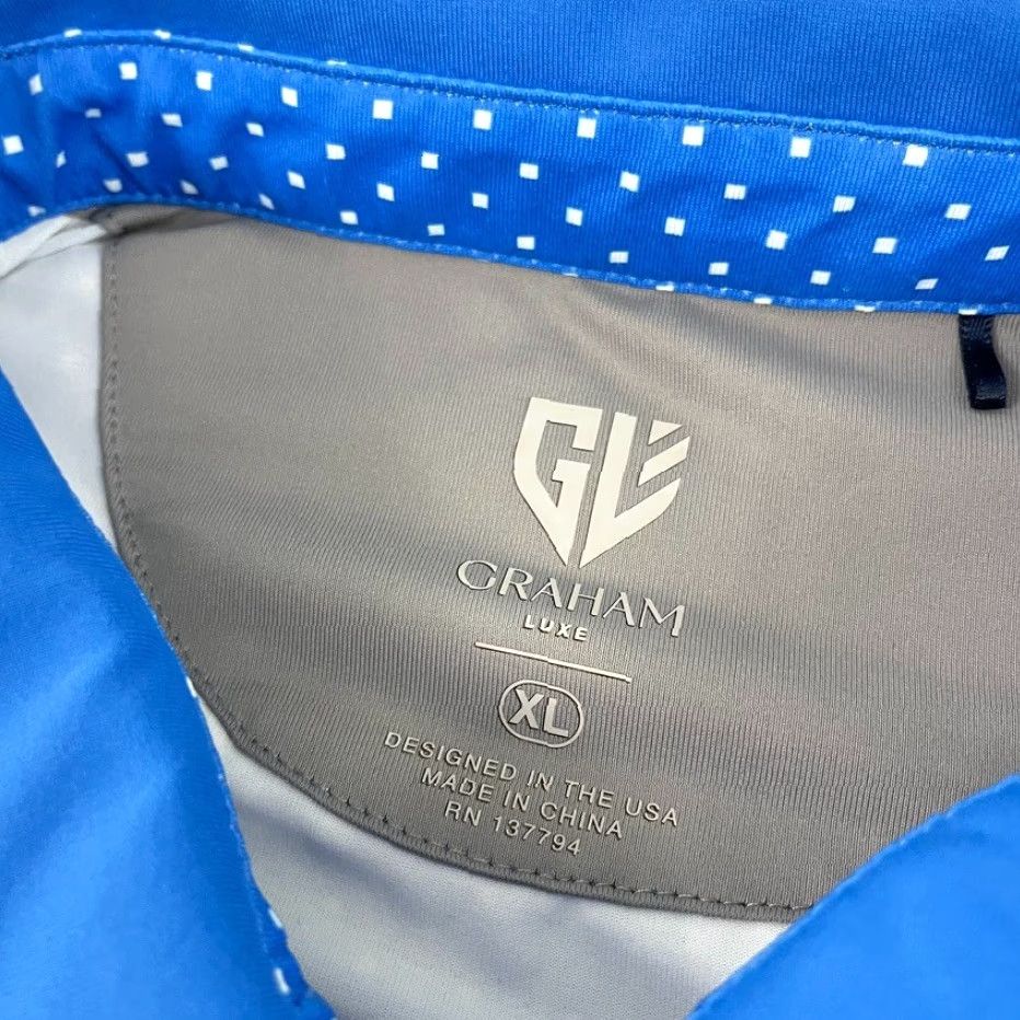 Robert Graham Robert Graham Luxe Polo Shirt Mens XL Blue Solid Logo Sports Golf Size US XL / EU 56 / 4 - 2 Thumbnail