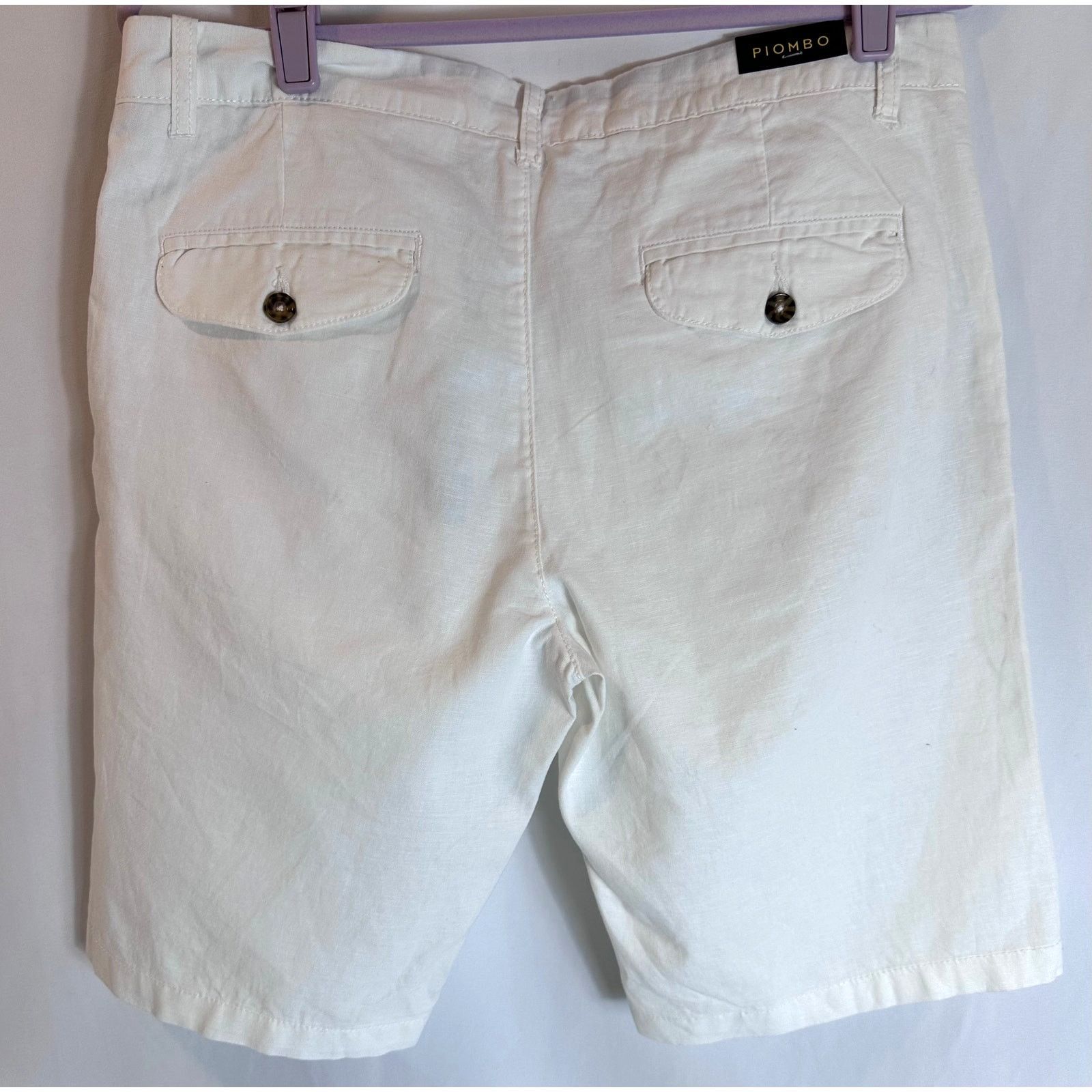 PIOMBO Piombo Stretch Cotton Chino Shorts White L Size US 32 / EU 48 - 10 Thumbnail