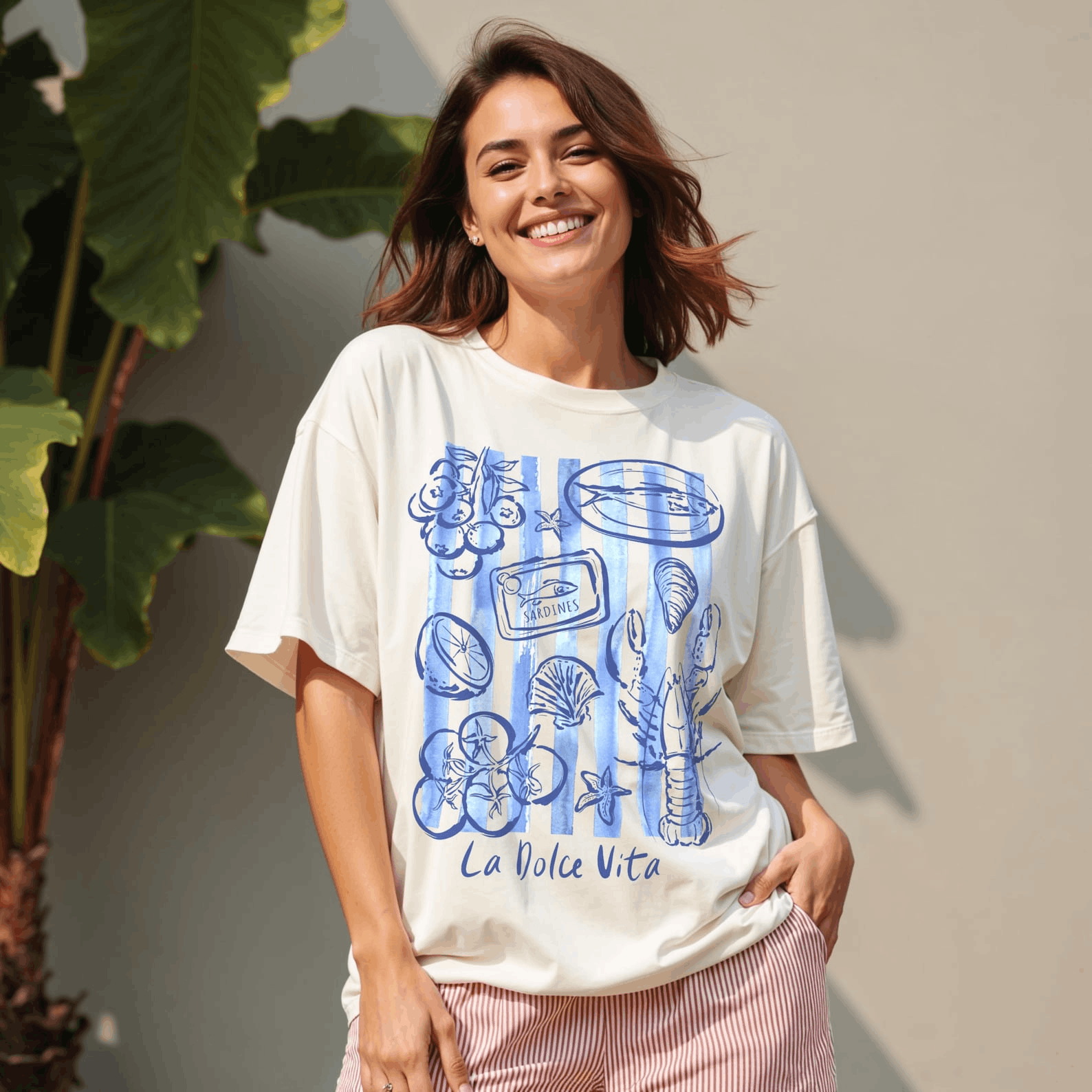 Other La Dolce Vita T-Shirt – Coastal Seafood Graphic Tee Size L / US 10 / IT 46 - 1 Thumbnail