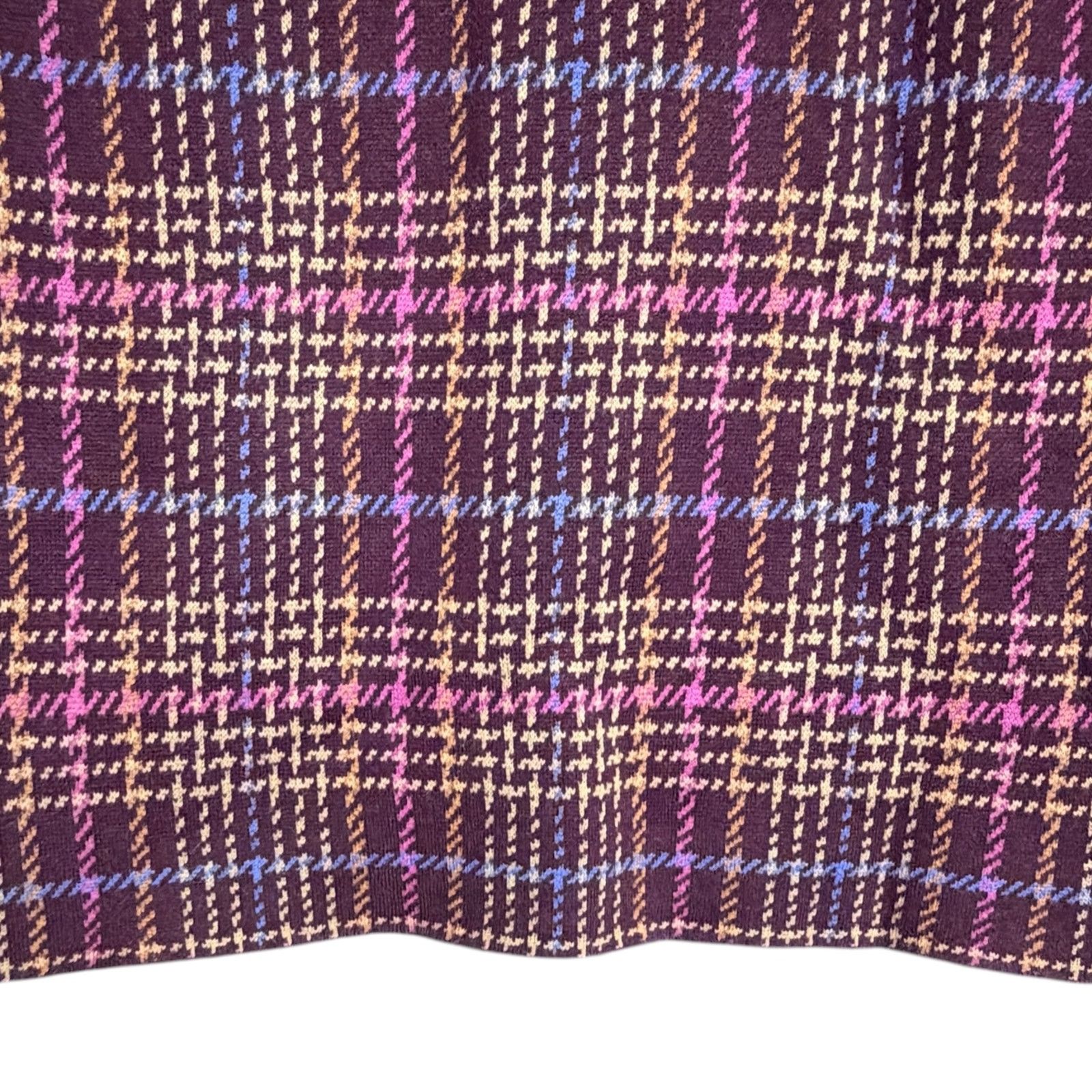 Ann Taylor Ann Taylor Women's Medium Purple Plaid Stretch Pencil Skirt Size 31" - 4 Thumbnail