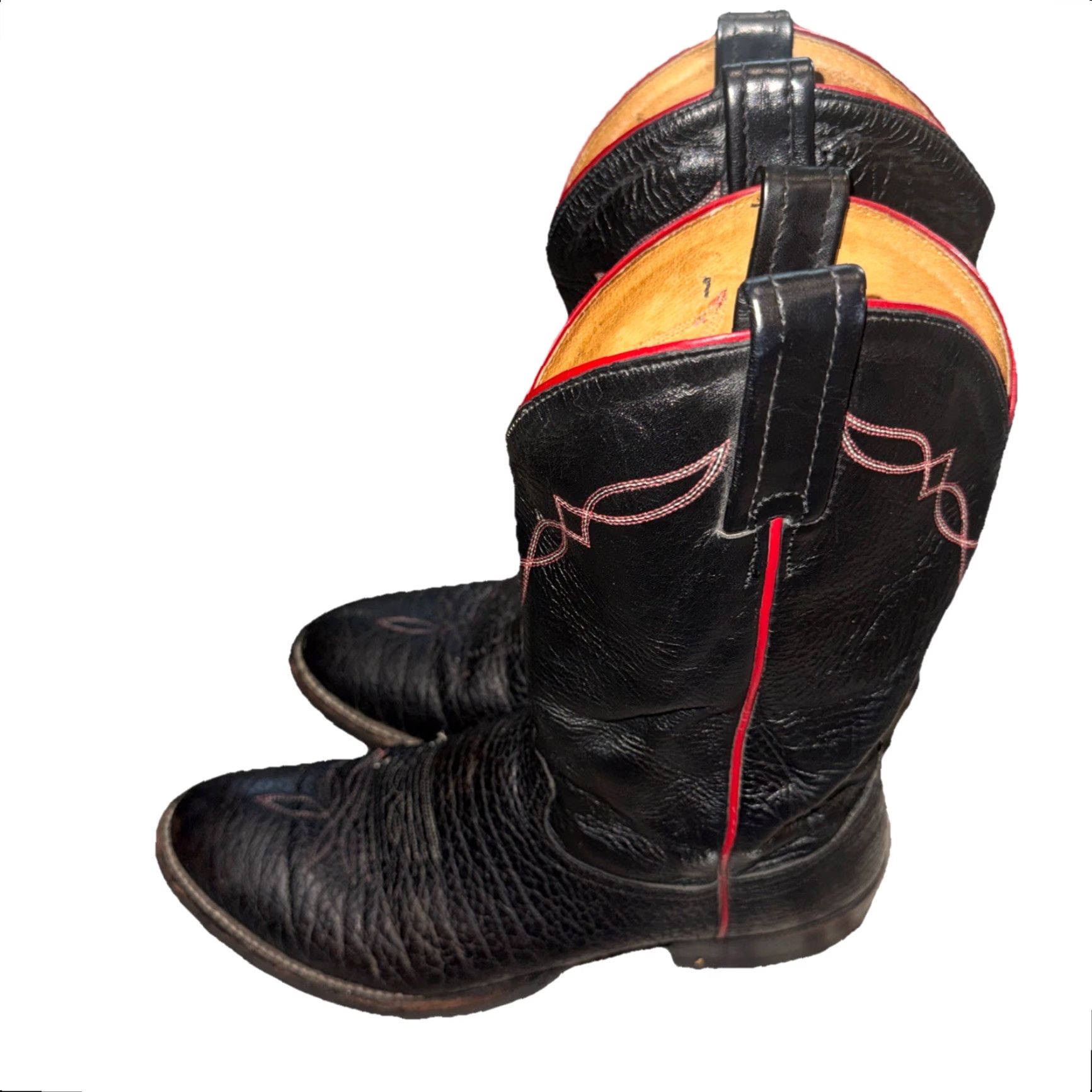 Tony Lama Tony Lama Western Cowboy Boots 9.5 B USA Men Leather Black Red Trim Embroidered Vibram Outsole Western 2022 Boot Size US 10 / EU 43 - 3 Thumbnail