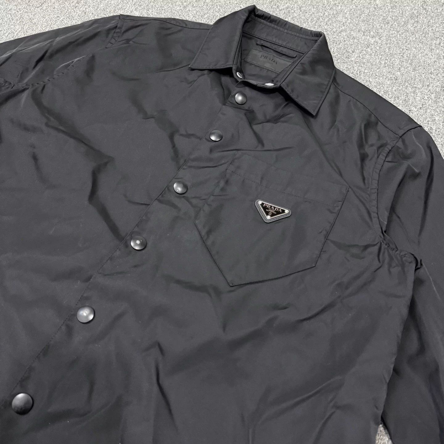 Prada Prada Recycled Nylon Triangle Logo Black Zip Jacket L Size US L / EU 52-54 / 3 - 3 Thumbnail