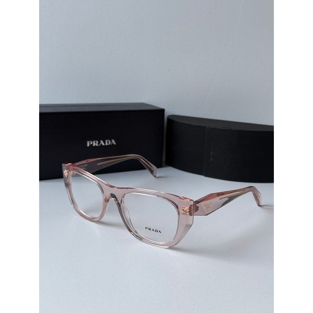 Prada NEW Prada PR A18V Eyeglasses Frames in Transparent Pink Size ONE SIZE - 2 Thumbnail