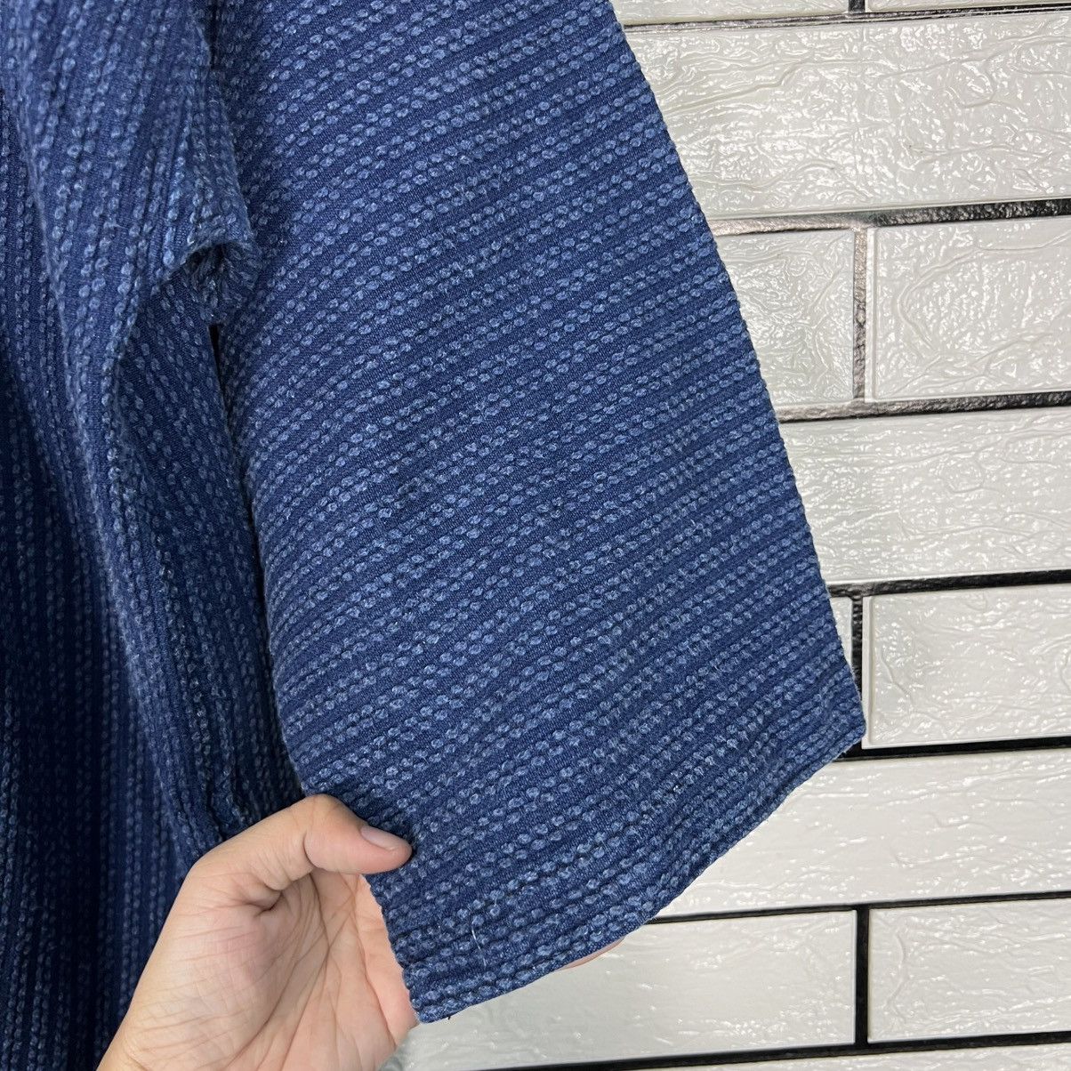 Vintage Japan Indigo Blue Sashiko Thick Weave Kimono #4149-C189 Size US L / EU 52-54 / 3 - 7 Thumbnail