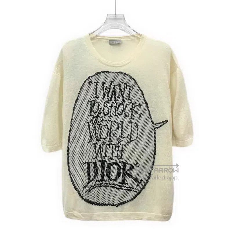 Dior Dior Beige logo letter inlaid cotton round-neck short-slee Size S / US 4 / IT 40 - 1 Thumbnail