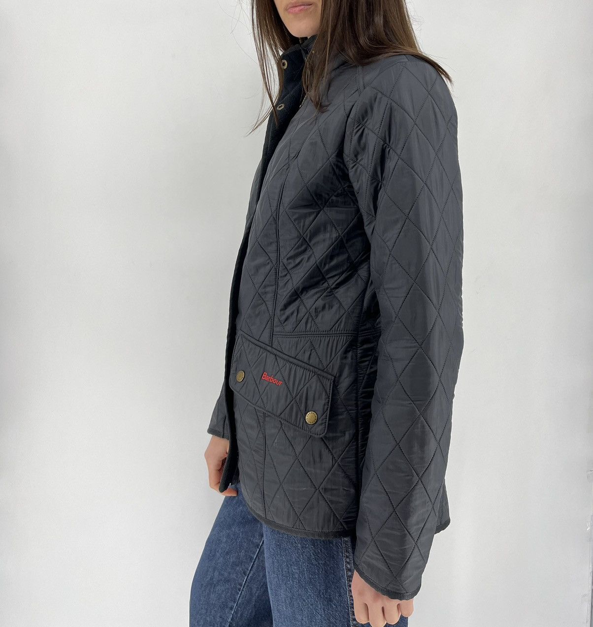 Barbour × Vintage Barbour Flyweight Cavalry Women's Quilted Navy Zip Jacket Size M / US 6-8 / IT 42-44 - 4 Thumbnail