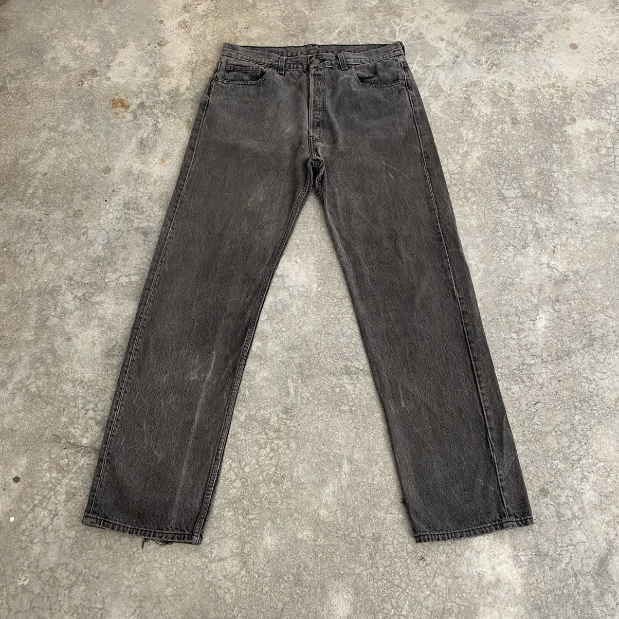 Levi's Size 35x32 Vintage 1995 Levis 501 Faded Black Denim Jeans Size US 35 - 1 Thumbnail