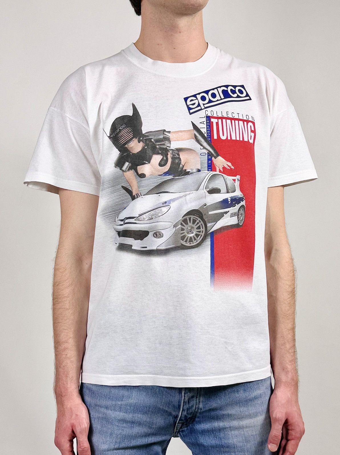 Formula 1 90s Vintage Sparco Pornstar Racing Graphic Tee T Shirt Size US XL / EU 56 / 4 - 4 Thumbnail