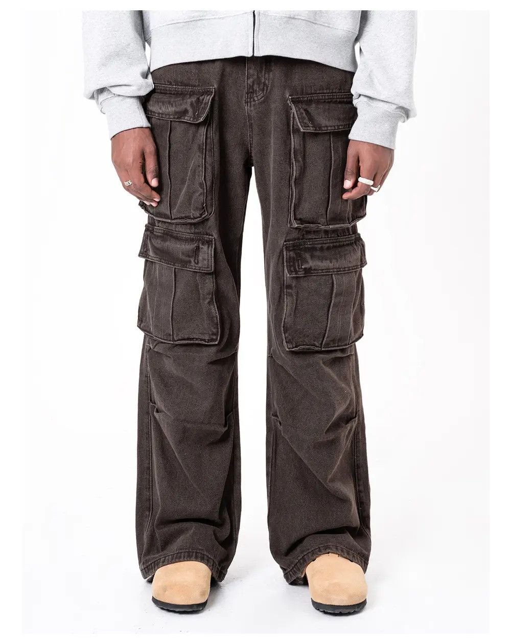 Straight Leg Cargo Denim Jeans