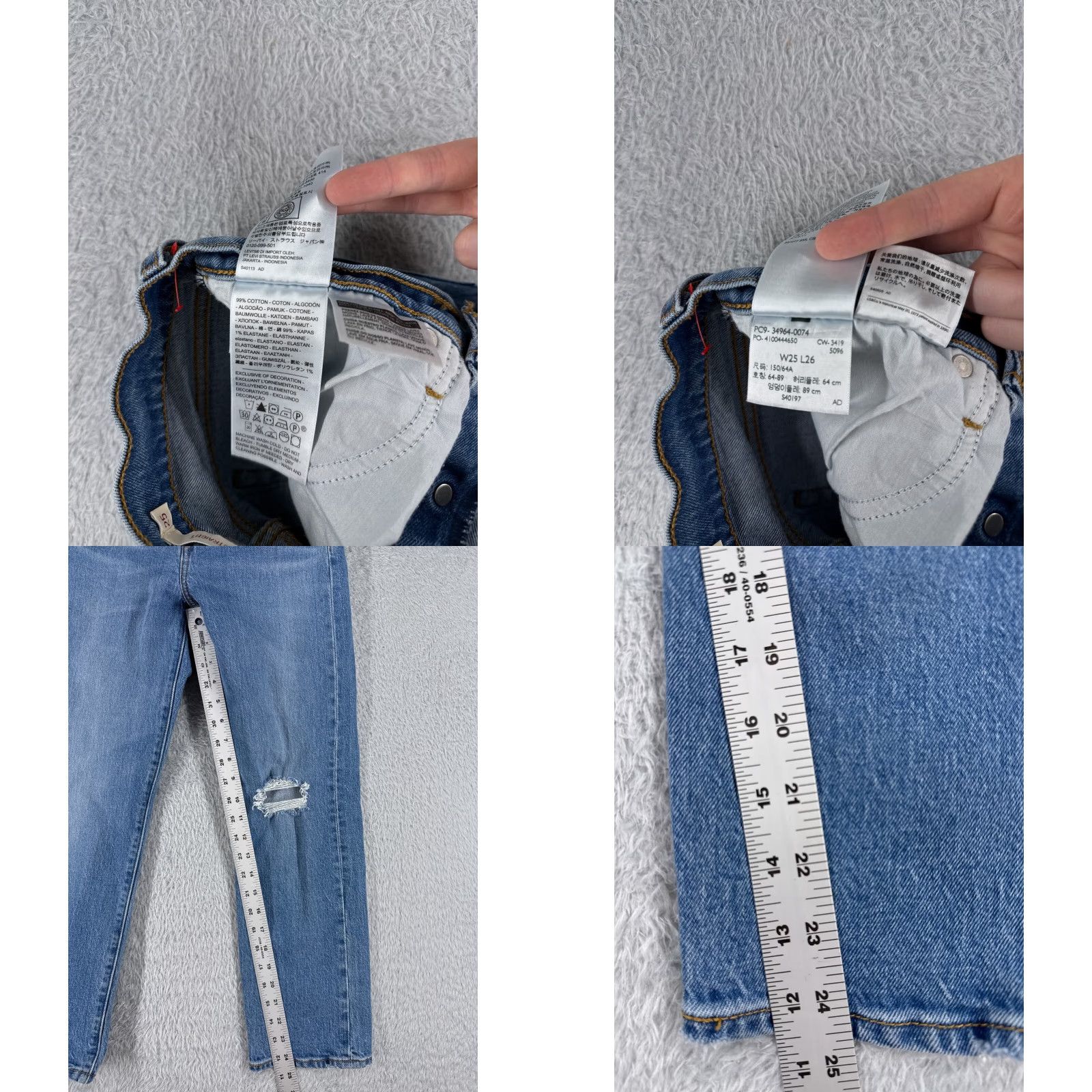 Levi's Levi's Jeans Women's 25x25 Blue Denim Wedgie Straight Button 25 25x25 Levi's 500 Series Retro Modern Distressed Stretch Regular Classic Jeans Womens Size 42" / US 20 - 8 Thumbnail