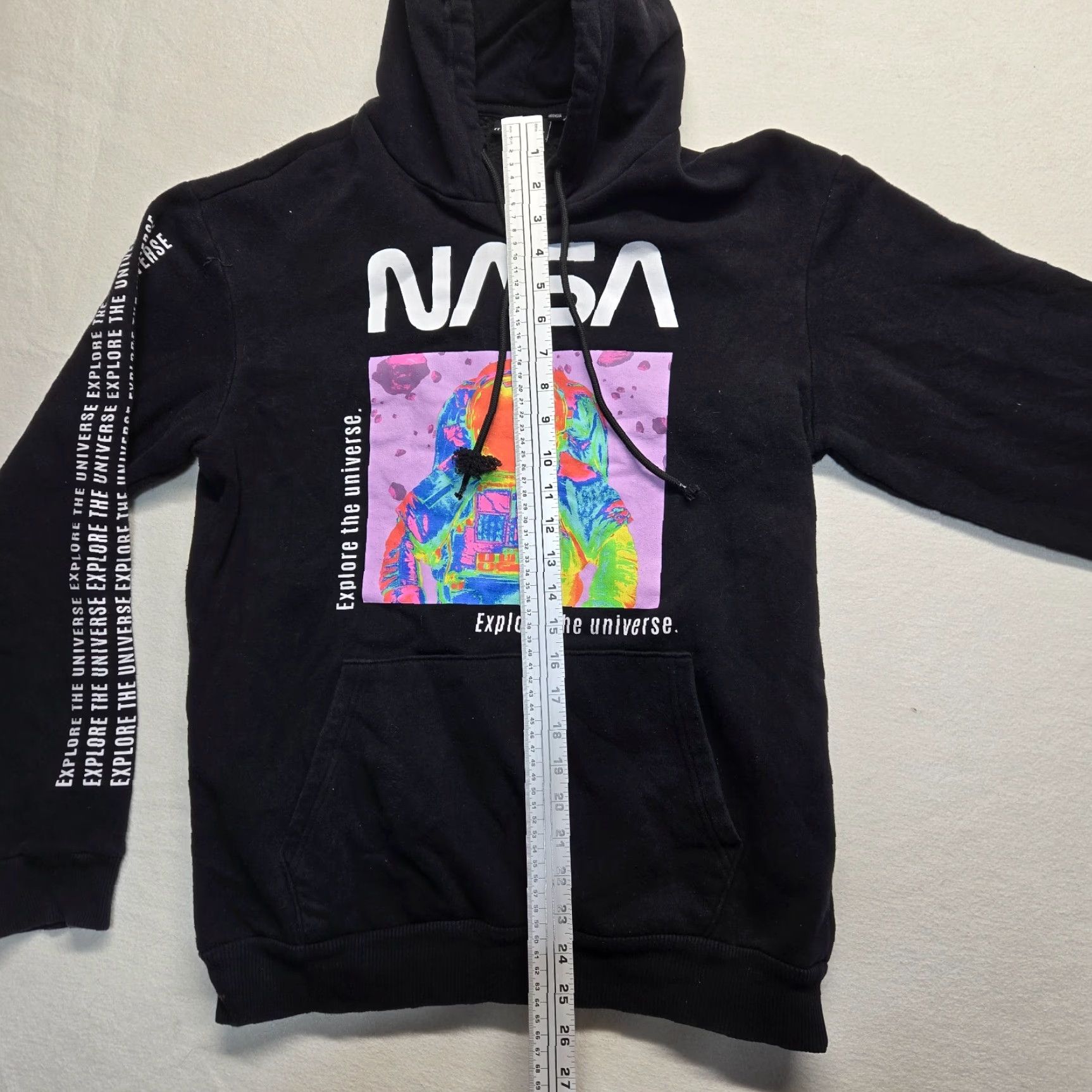 NASA Hyper Space Hoodie Men's S Black Cotton Blend Pullover with Pockets NASA Space Theme Logo Sweater Vintage No Size US S / EU 44-46 / 1 - 6 Thumbnail