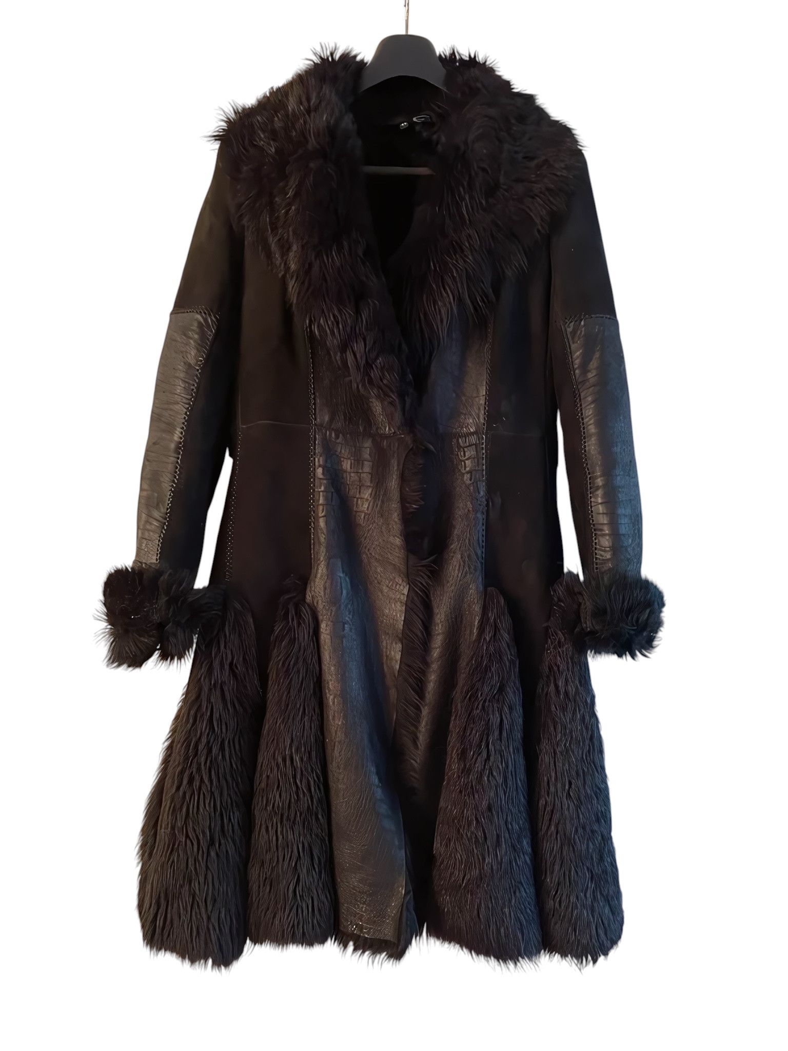 Veste En Shearling (lammfell) Just Cavalli - Taille 40, Style Biker, Occasion Très Bon état