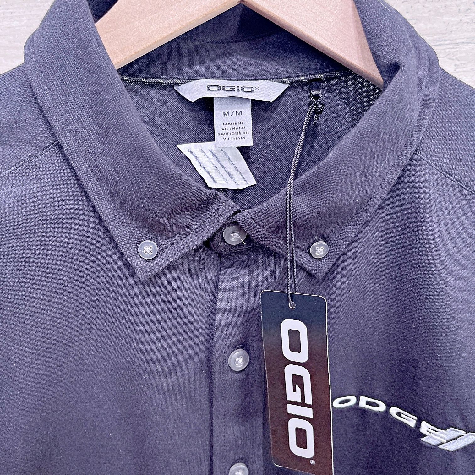 Ogio Dodge Jersey Knit Button Down Shirt Black Mens Medium Size US M / EU 48-50 / 2 - 7 Thumbnail