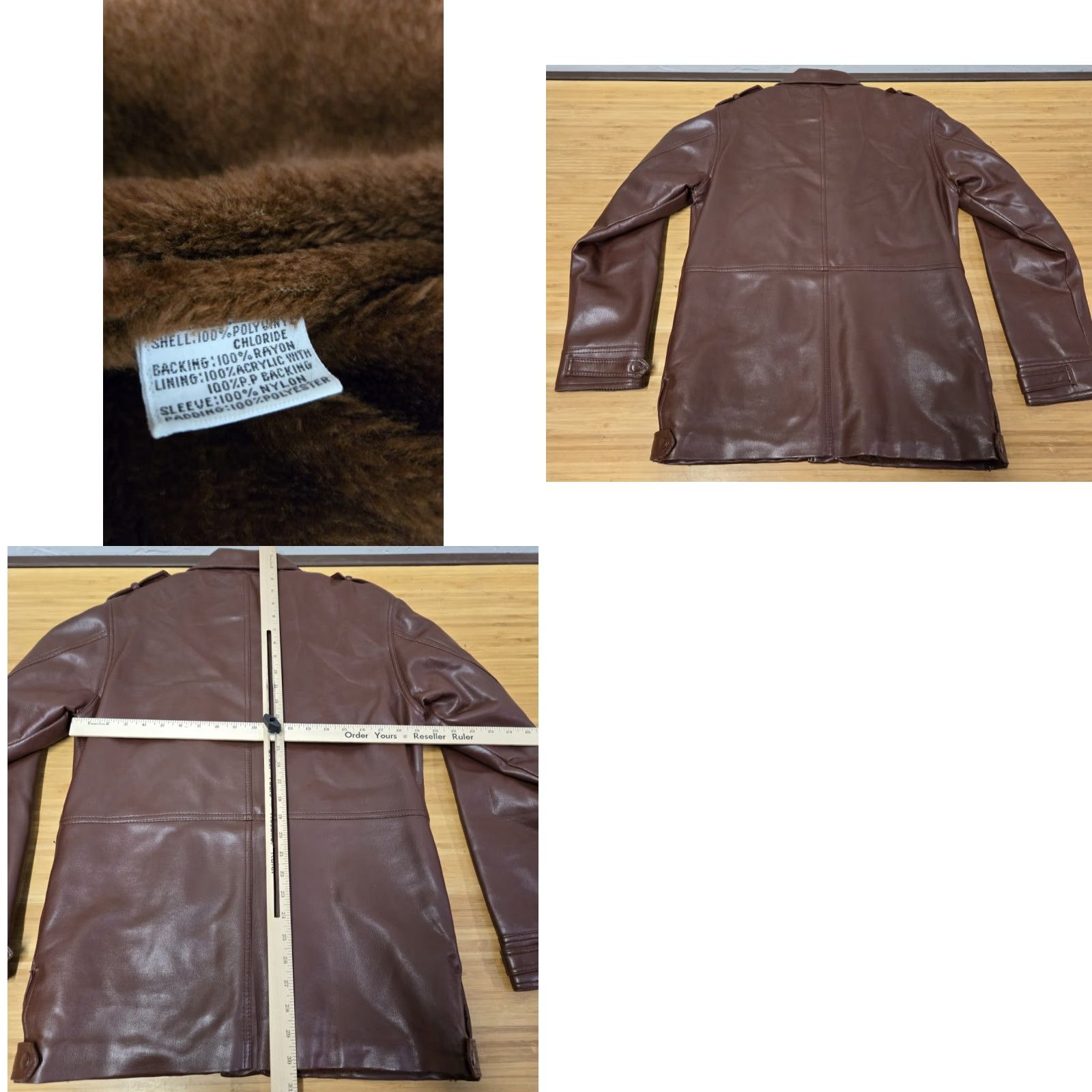 VINTAGE VanCort Men’s Jacket S Brown Faux Leather Button Up Jacket Mens Small Brown Faux Leather Button Up
