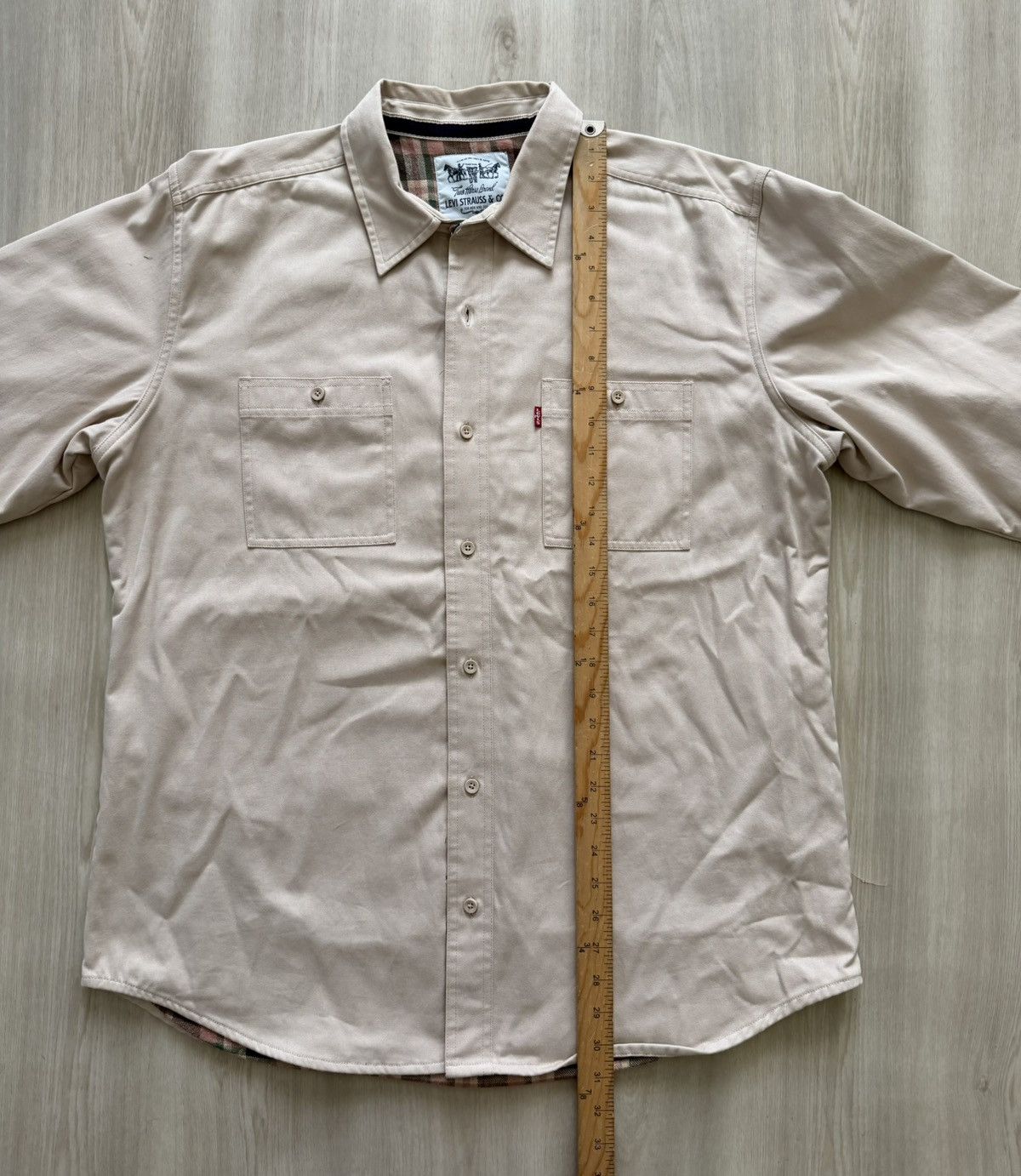 Vintage Vintage Levis Shirt Beige Khaki Twill Flannel Shacket Sz L Size US L / EU 52-54 / 3 - 5 Thumbnail