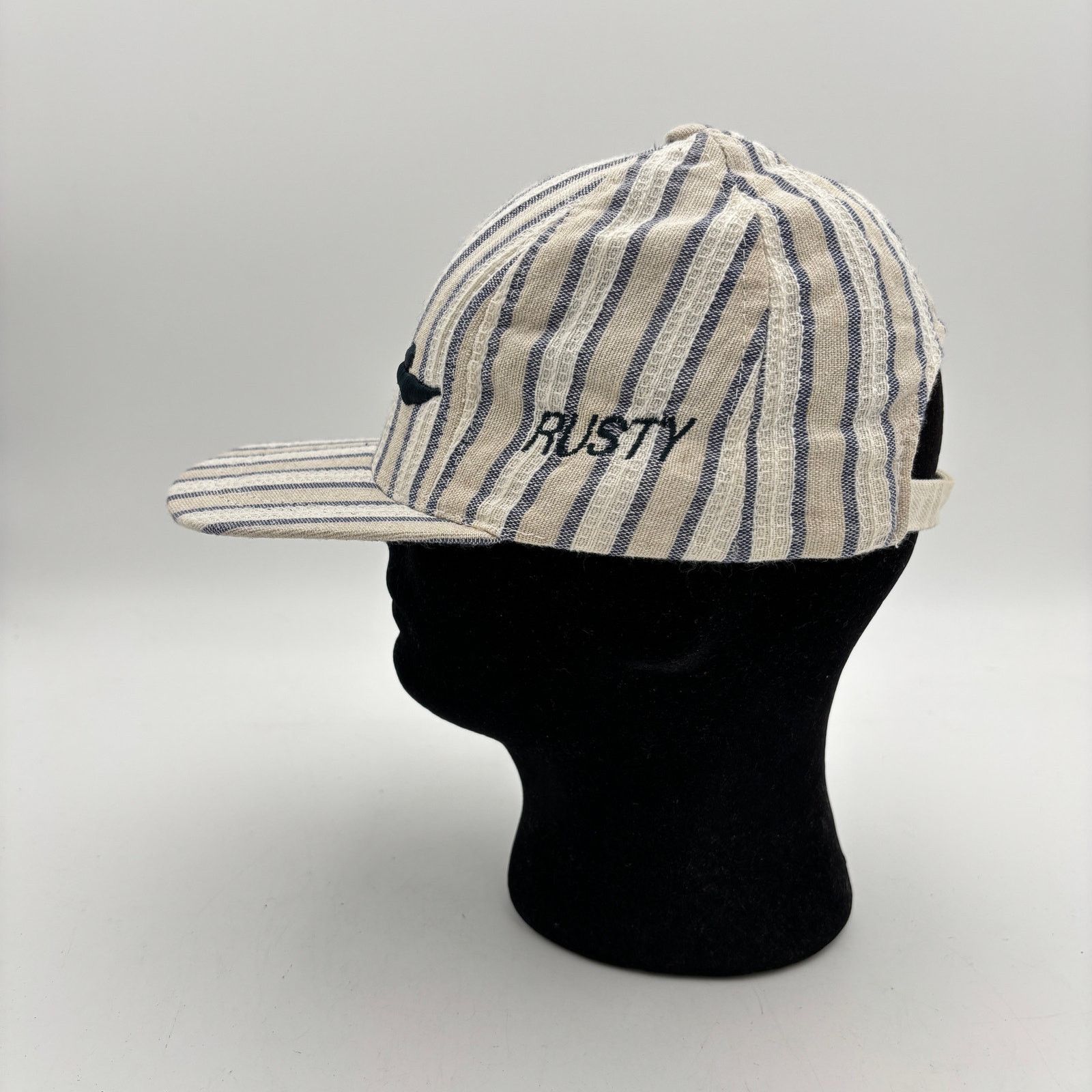 Rusty × Vintage VTG Rusty Embroidered Striped Strapback Hat Surf Skater Size ONE SIZE - 5 Thumbnail