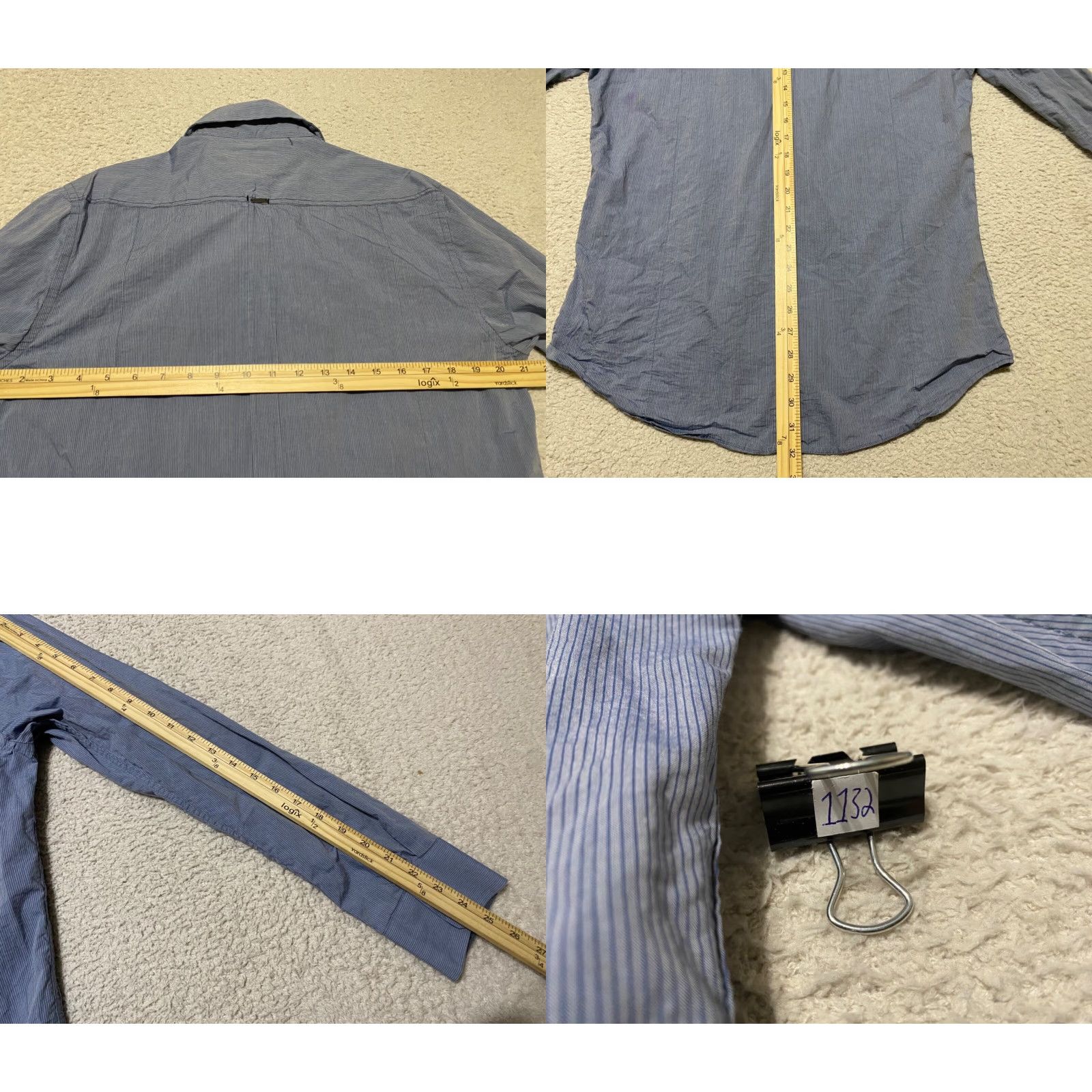 Vintage 7 Diamonds Shirt Mens Large Blue Striped Long Sleeve Button-Front Slim Fit Casual Size US L / EU 52-54 / 3 - 8 Thumbnail
