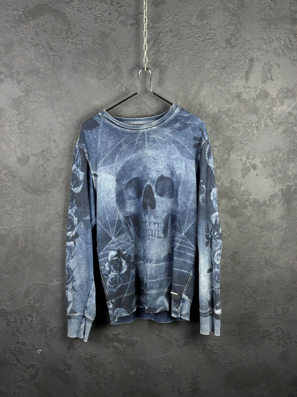 Diesel × Vintage Diesel Big Skull Print Blue Sweatshirt Size US L / EU 52-54 / 3 - 1 Thumbnail