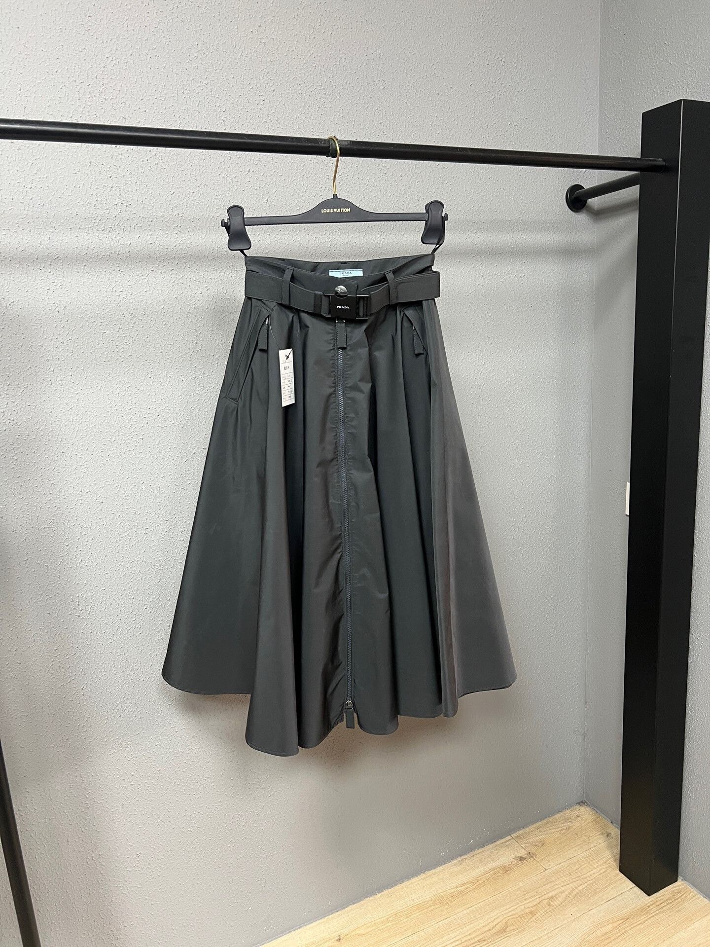 Prada black nylon functional skirt by Prada Size 36" / US 14 / IT 50 - 1 Thumbnail