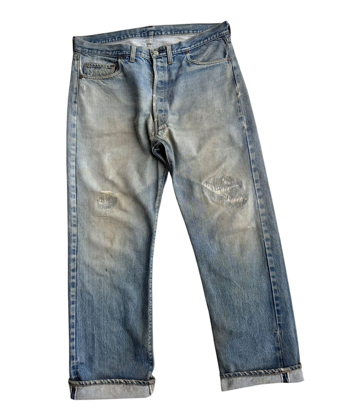 Levi's Vintage Distressed Levis 501 Selvedge Top button 6 Size US 36 / EU 52 - 17 Thumbnail