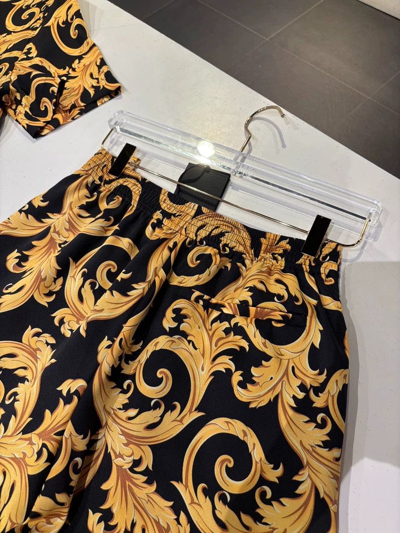 Versace Versace Black gold baroque short-sleeved shorts set Size US S / EU 44-46 / 1 - 3 Thumbnail