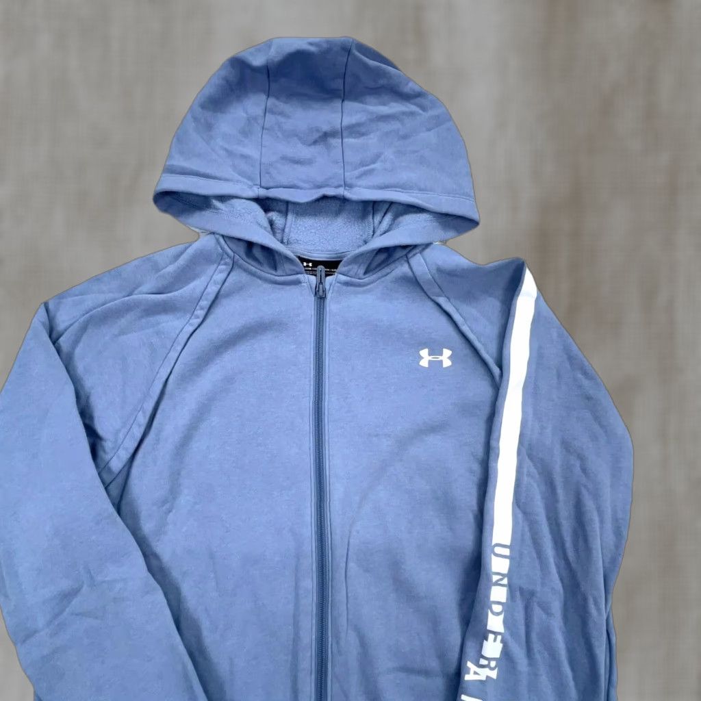 Under Armour Under Armour Hoodie Women L Blue White Full Zip Hooded Sweatshirt Casual Activewear Jacket Relaxed Fit Size L / US 10 / IT 46 - 1 Thumbnail