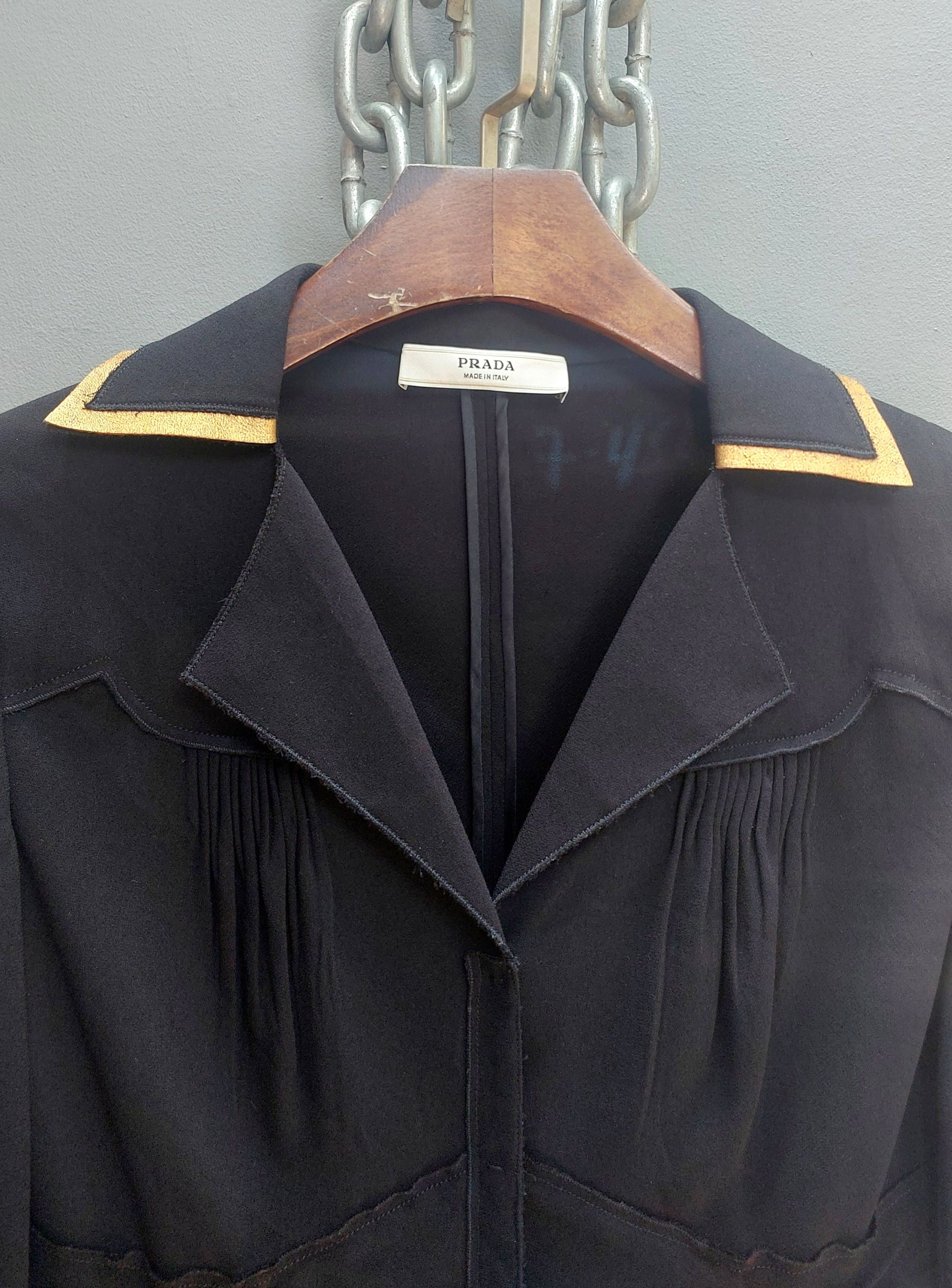 Prada Vintage x Prada Black Wool Jacket With Gold Trim Size S / US 4 / IT 40 - 4 Thumbnail