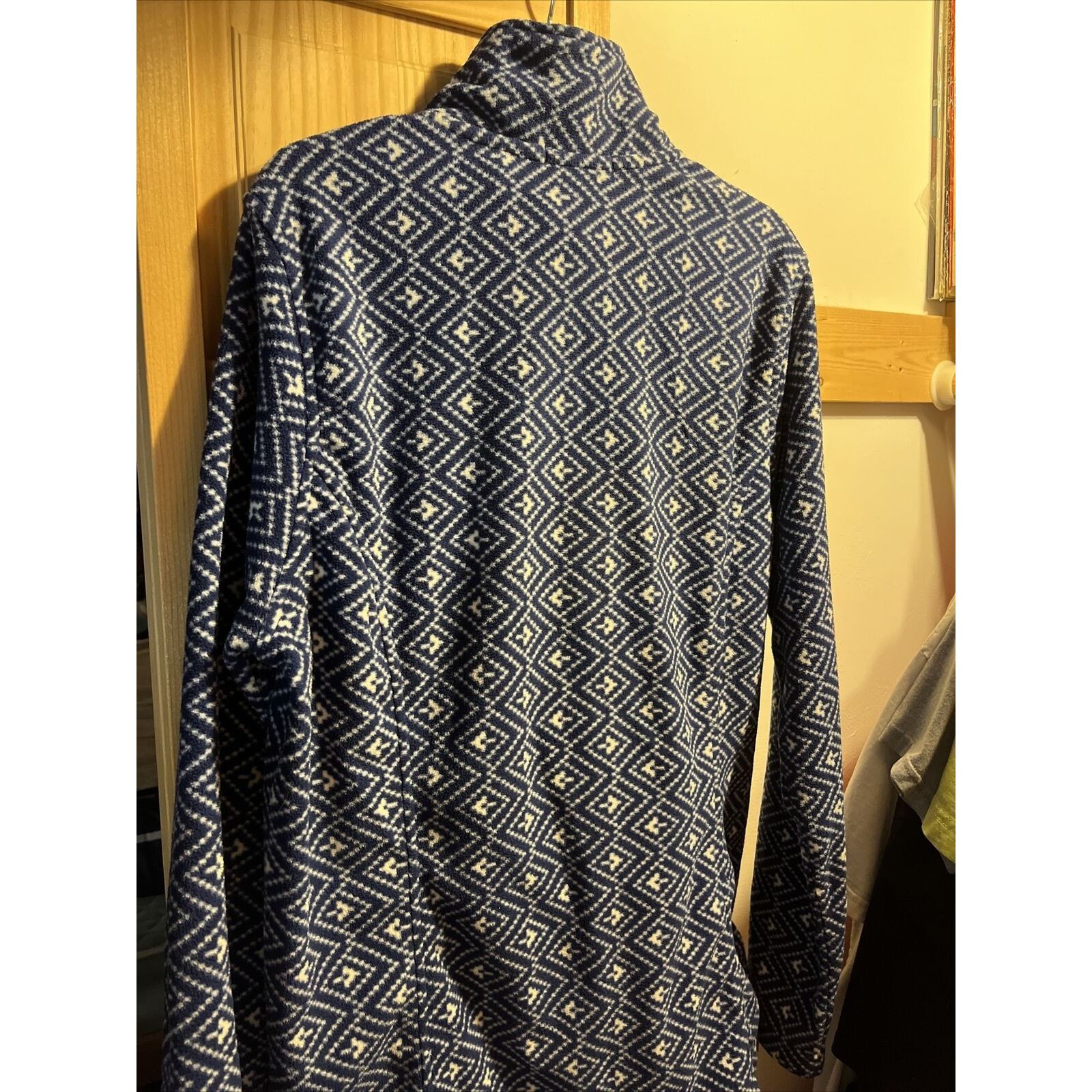 Lands' End Lands End Women M 10-12 Blue Geometric Fleece 1/4 Zip Jacket Size M / US 6-8 / IT 42-44 - 13 Thumbnail