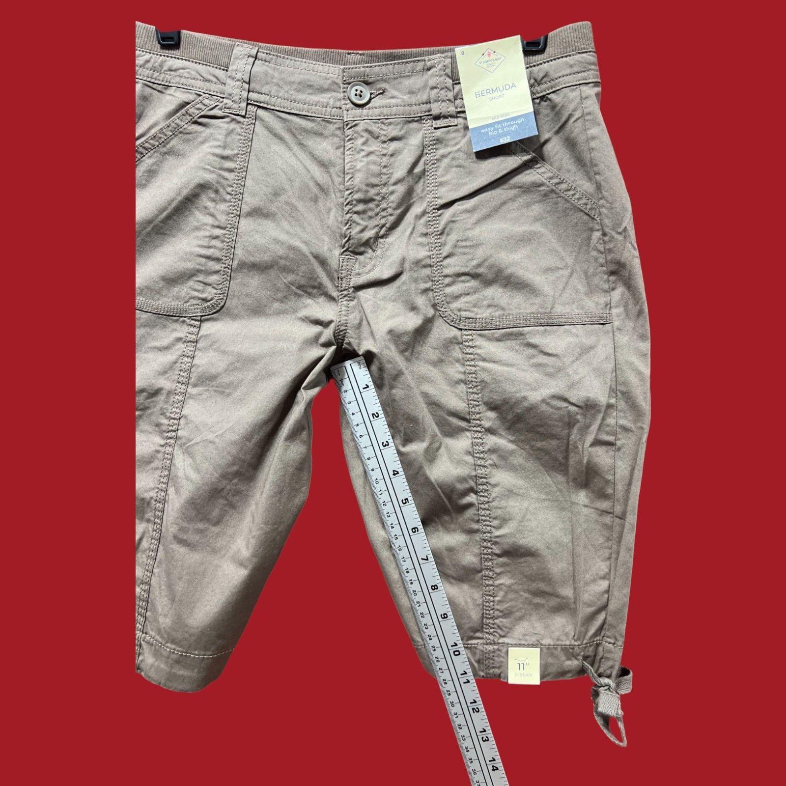 Other St. John's Bay - Women's Mid-Rise Cargo Bermuda Short - Brow Size 30" / US 8 / IT 44 - 8 Thumbnail