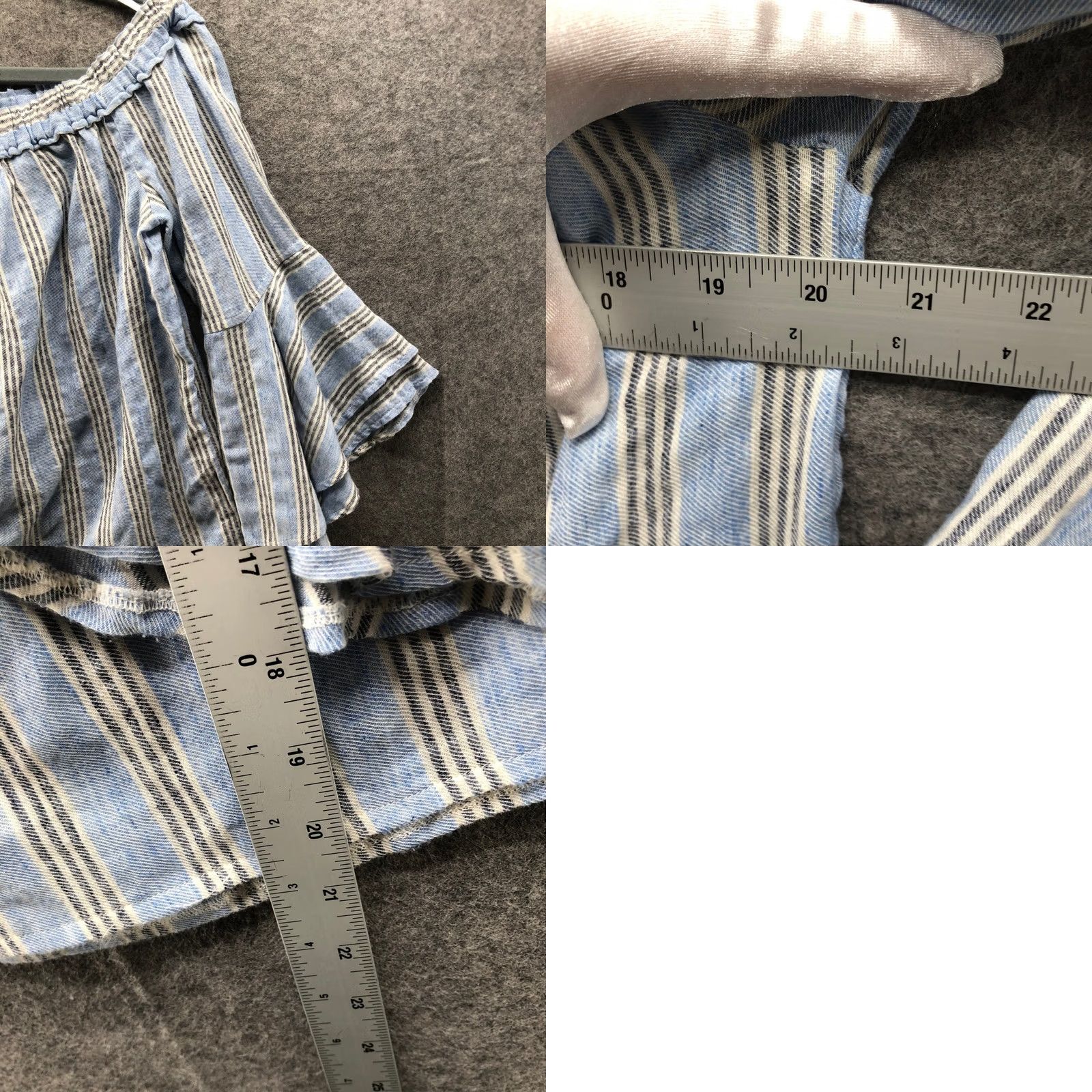 Lucky Brand Lucky Brand Off Shoulder Bell Sleeve Top Womens M Blue Striped Blouse Size M / US 6-8 / IT 42-44 - 8 Thumbnail