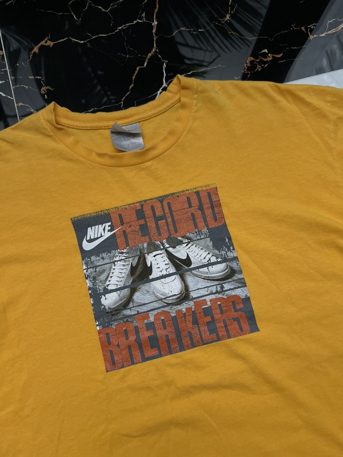 Nike × Vintage 90’s NIKE RECORD BREAKERS BIG LOGO SWOOSH Y2K TEE RETRO RARE Size US L / EU 52-54 / 3 - 2 Thumbnail